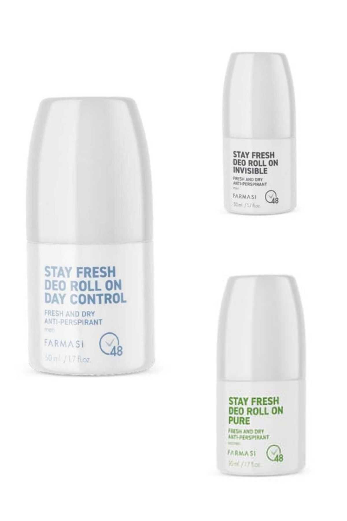Farmasi Stay Fresh Deo Roll On Day Control 50 ml &Invisible Roll On 50 ml&Pure Roll On 50ML(2 ERKEK 1 BAYAN)