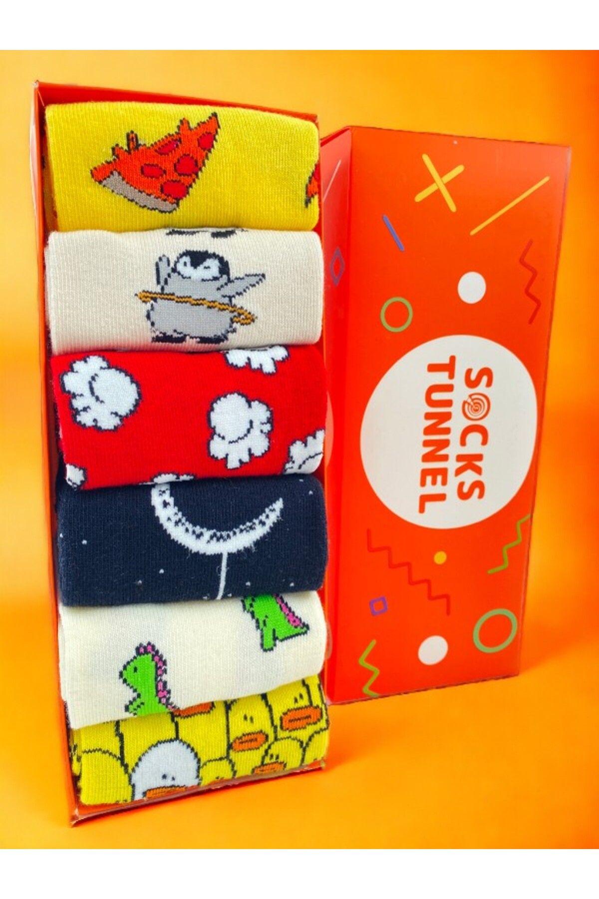 Socks Tunnel 6'lı Hayvan Karma Desenli Renkli Çorap Set