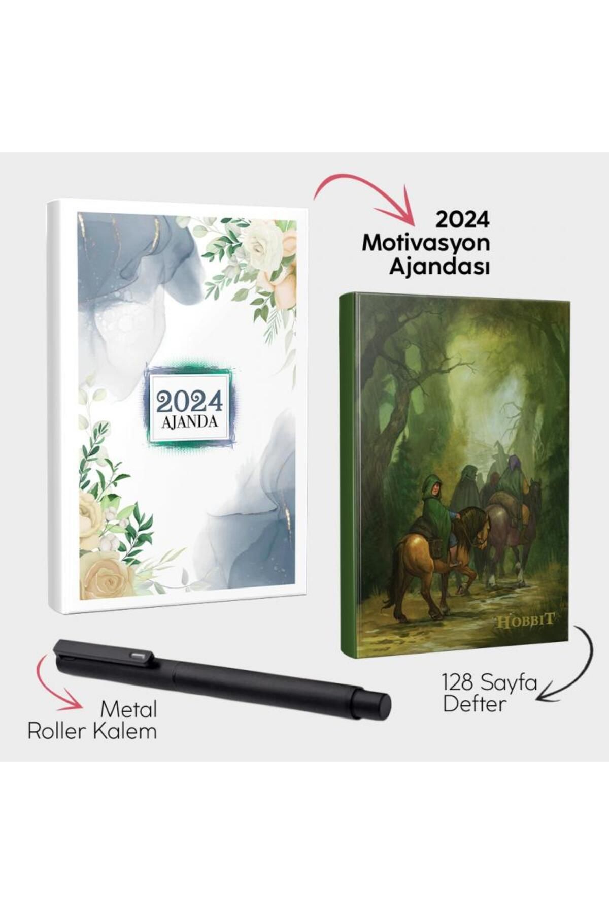 Halk Kitabevi Cennet 2024 Motivasyon Ajandası - Hobbit Defter ve Metal Roller Kalem