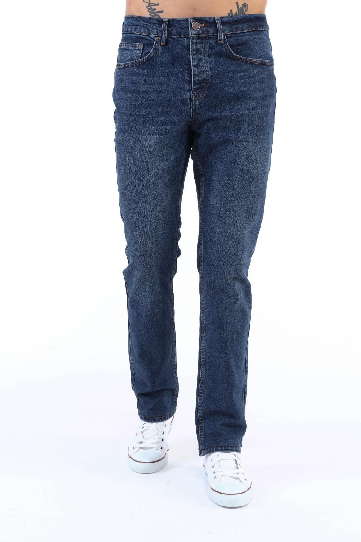 CEDY DENIM Erkek Mavi Likralı Yüksek Bel Regular Fit Bol Kesim Premıum Martin Kot Pantolon Jean C336