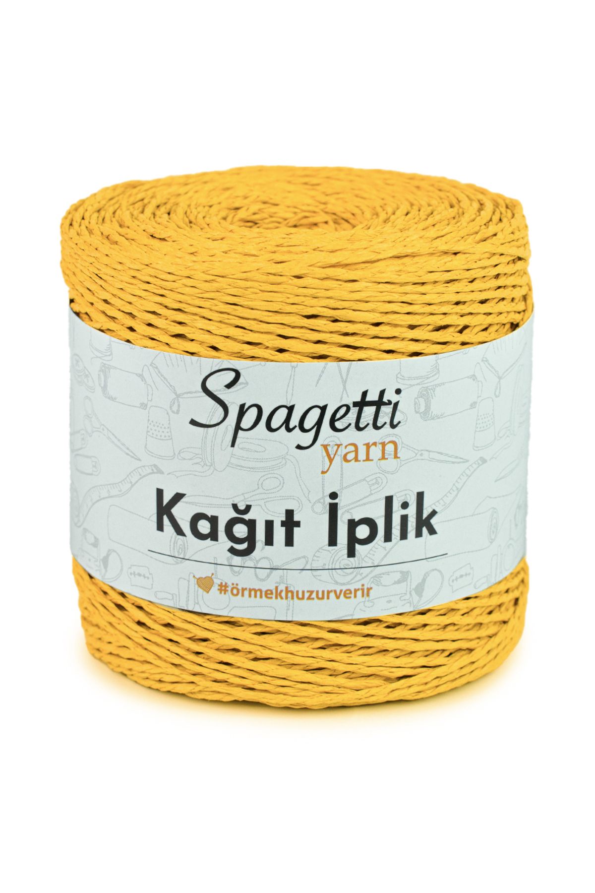 Spagettiyarn Kağıt İp Sarı El Örgü İpliği