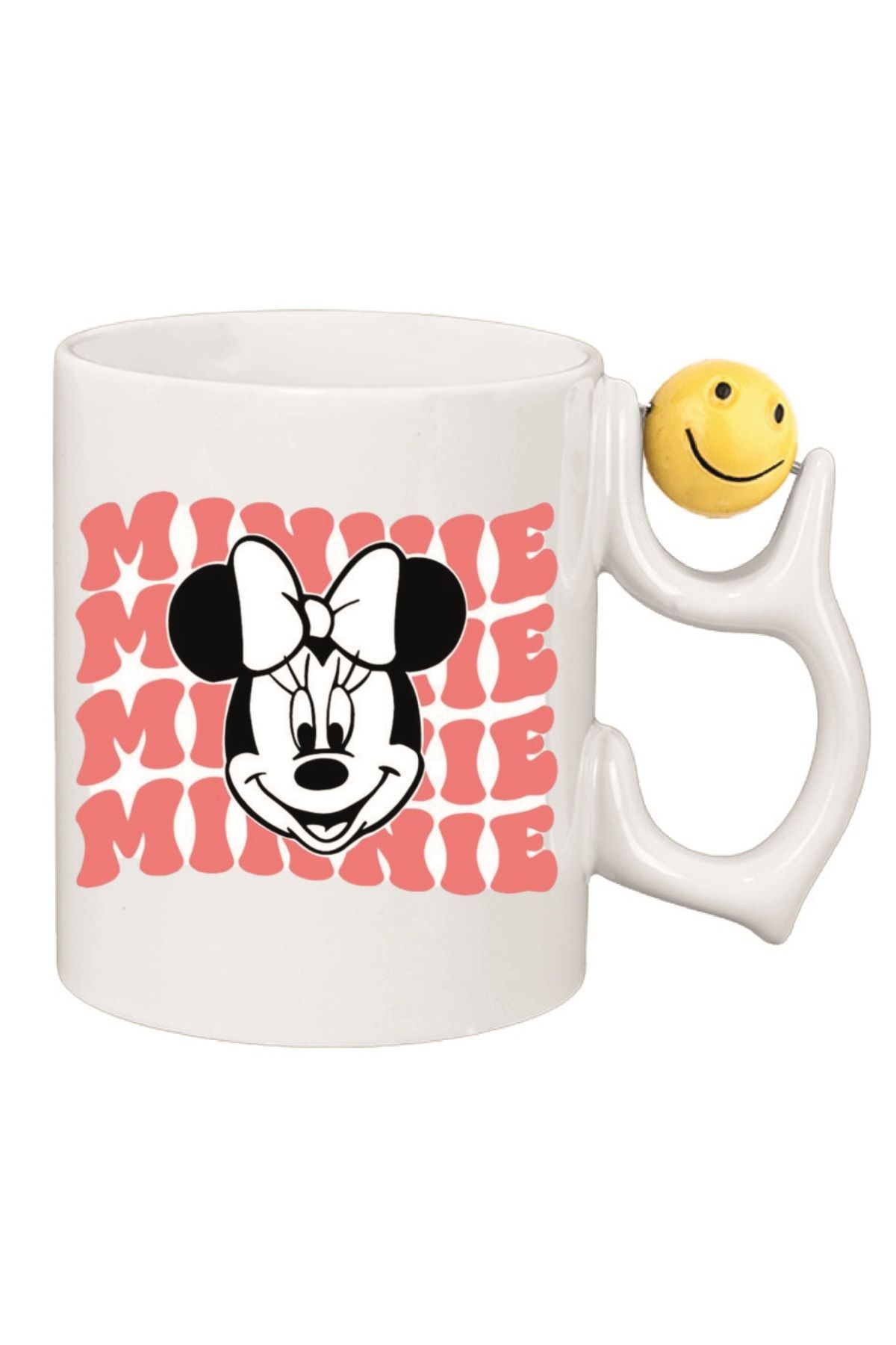 newayerwest Minnie Mouse Çocuk Emoji ve Kalp Kulplu Özel Süblimasyon Kaliteli Baskılı Porselen Kupa Bardak