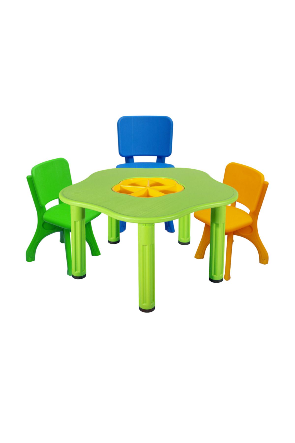 MUPARK Anaokulu - Kreş - Aktivite Masa Sandalye Set - 1 Masa 3 Sandalye Çocuk Sandalye Çocuk Masa - Hazneli