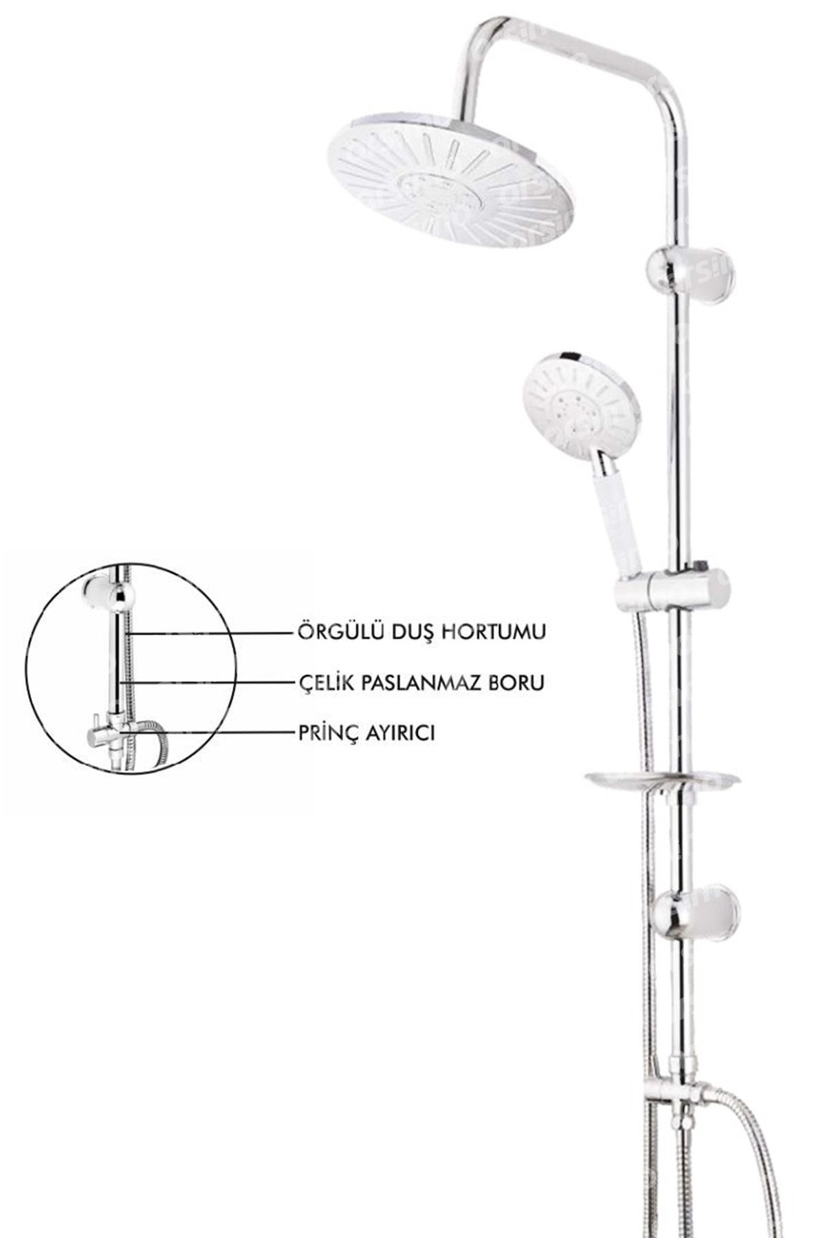 Arsimo Robot Duş Seti Krom Yuvarlak | Çok Fonksiyonlu Yağmur Robot Duş Sistemi Yuvarlak Krom Beyaz Pasific