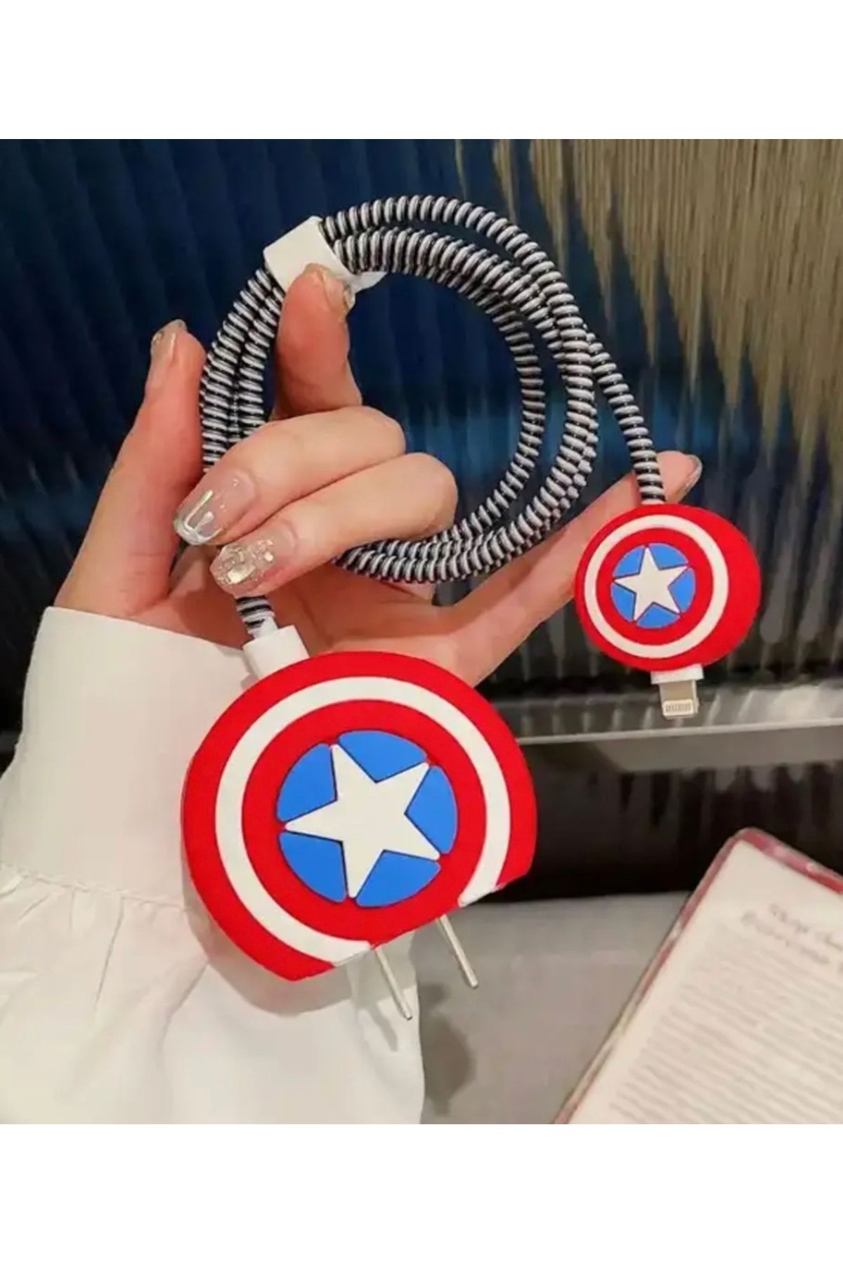 Aura Accessories Captain America 18/20w Uyumlu Şarj Kablo Koruyucu Set