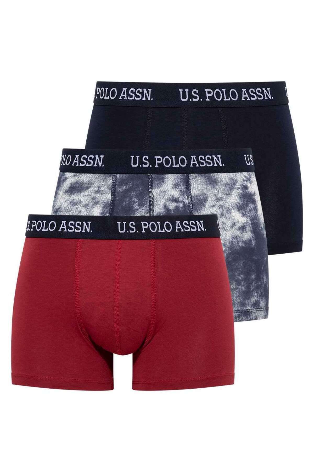 U.S. Polo Assn. U.S. Polo Assn. Erkek Lacivert - Bordo - Baskılı 3 Lü Boxer