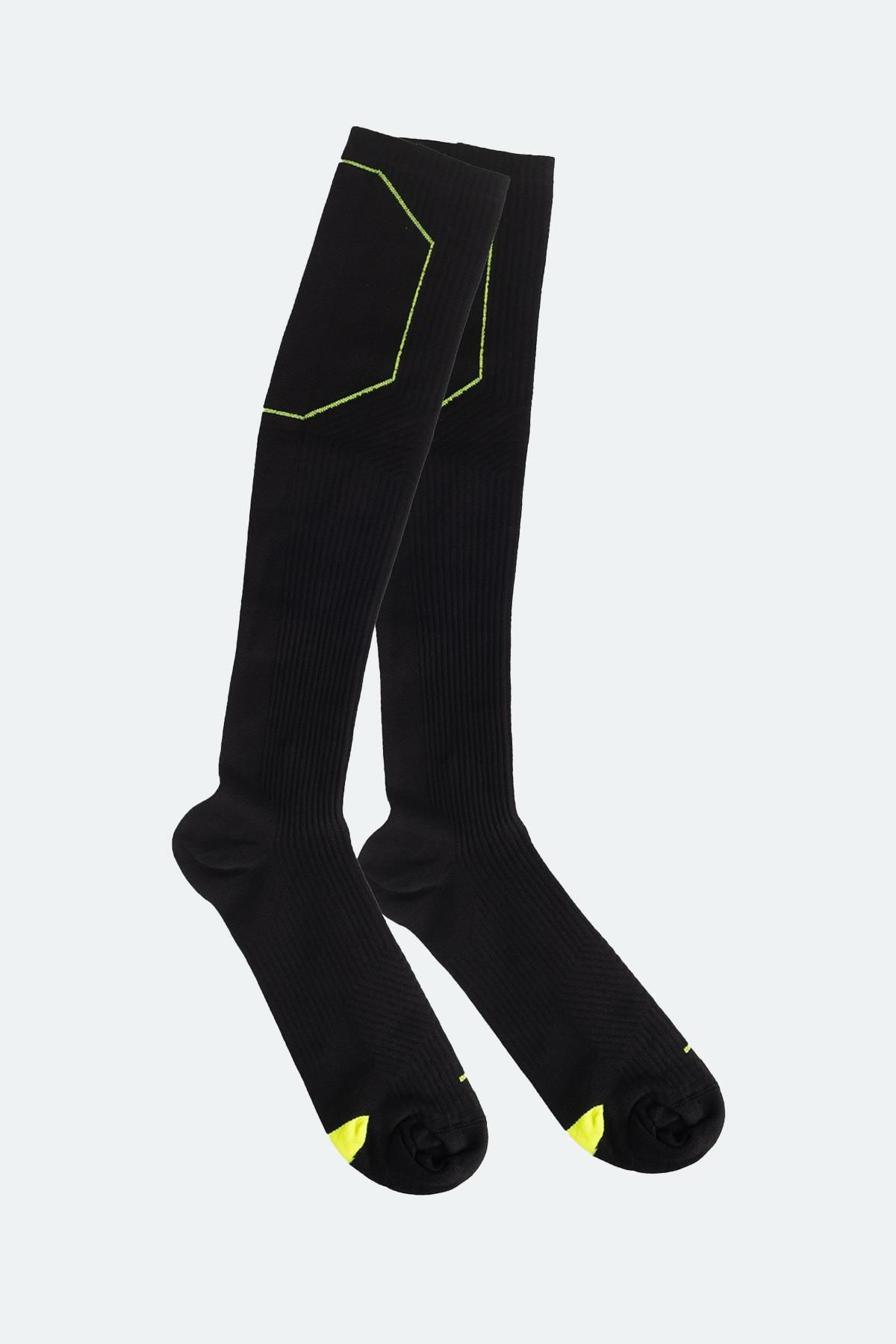 Aytuğ Unisex Sıkılaştırıcı Diz Üstü Siyah Koşu Ve Spor Çorabı