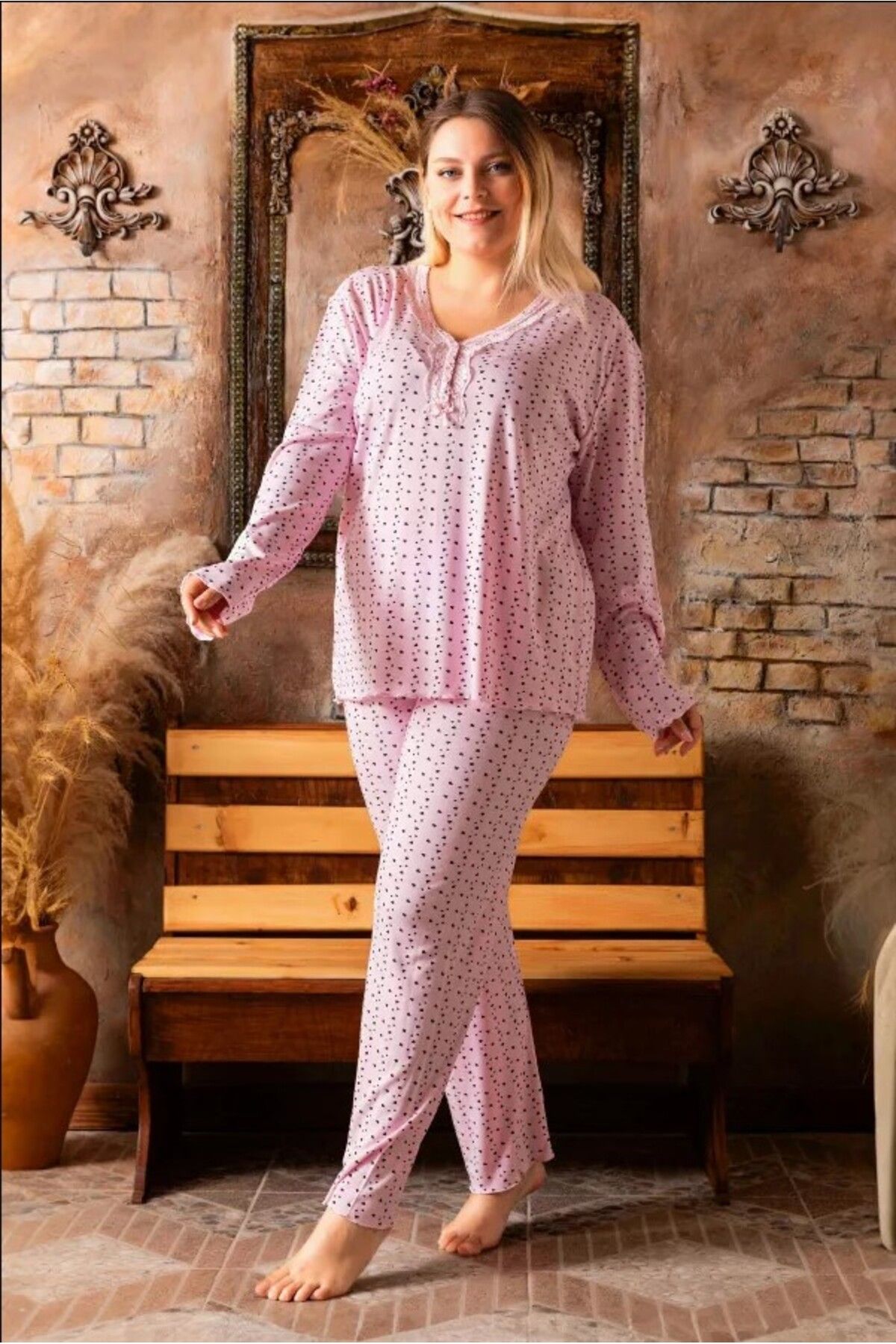 Sude P-4416 Bambu Interlok Battal Kadın Pijama Takımı
