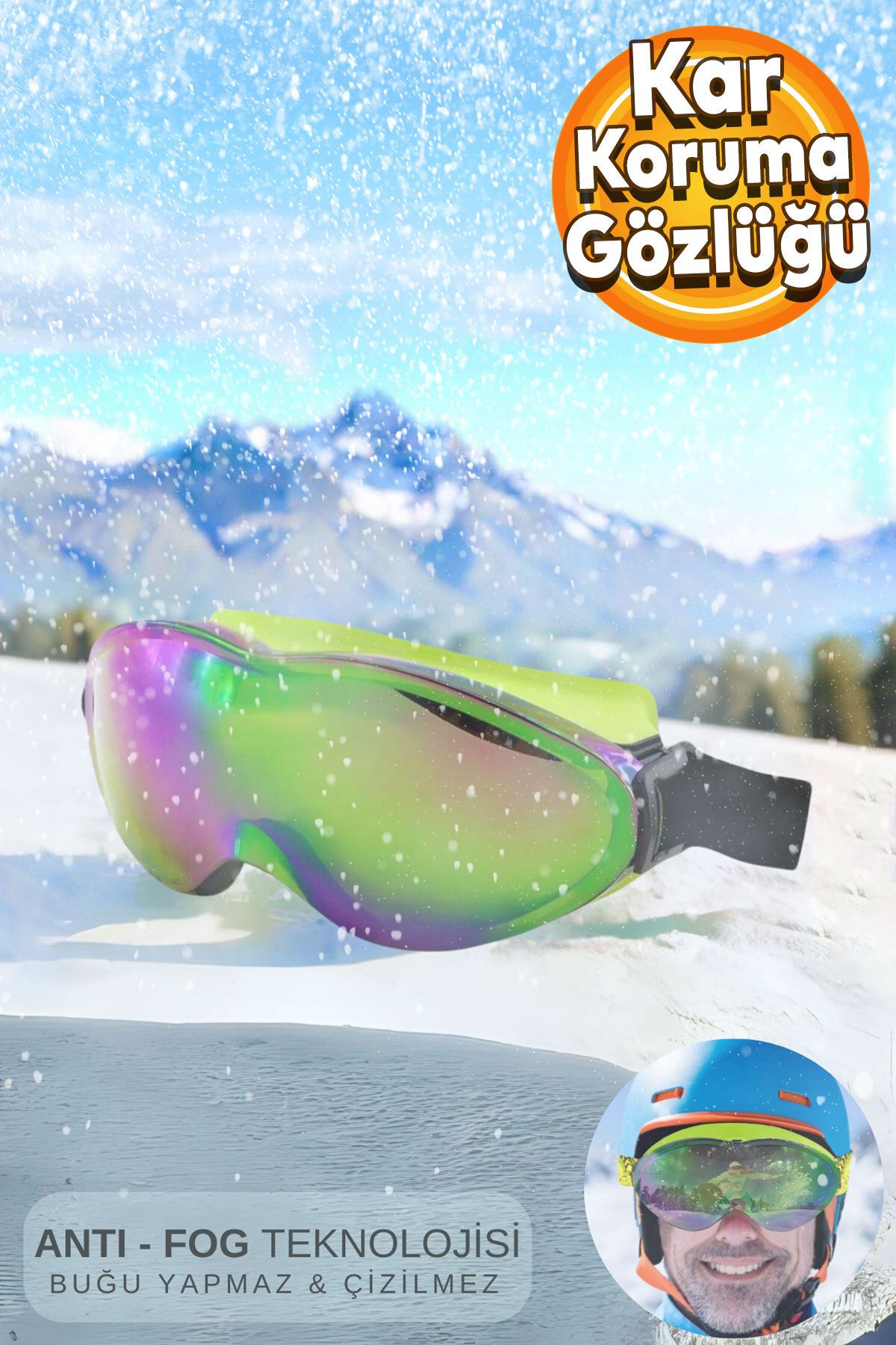 Badem10 Bellasimo Kayak Kar Gözlüğü Değiştirebilir Camlı Antifog Gözlük Gökkuşağı Snowboard Glasses Sporu