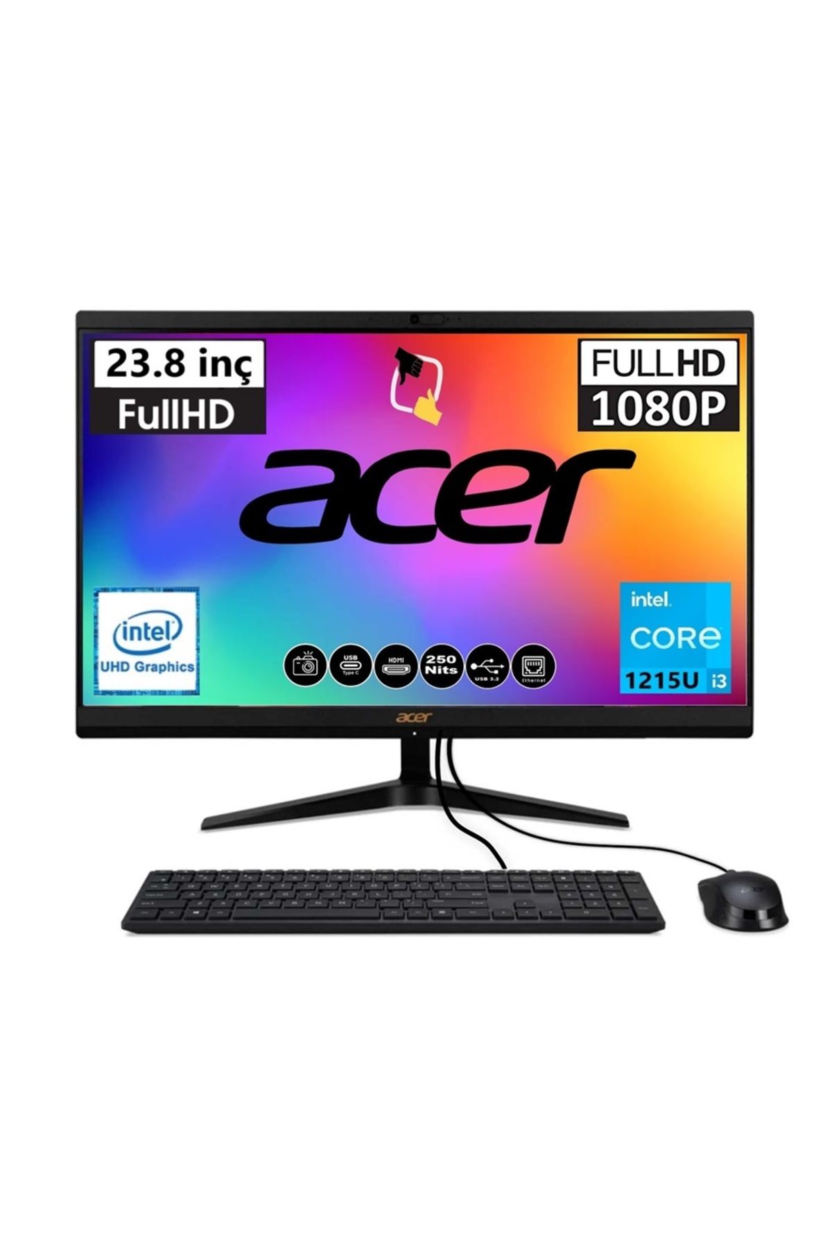 ACER Aspire C24-1700 Intel Core i3-1215U 16GB 512GB SSD 23.8" FHD Frds All In One Pc Snertech