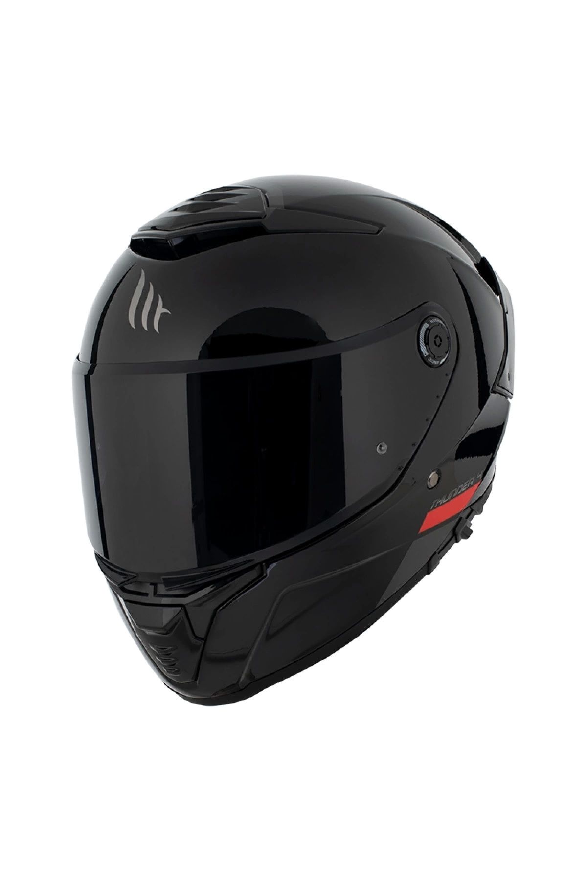 MT Helmets Kask Mt Thunder 4 Sv Solıd A1 Gloss Black Şeffaf Vizör