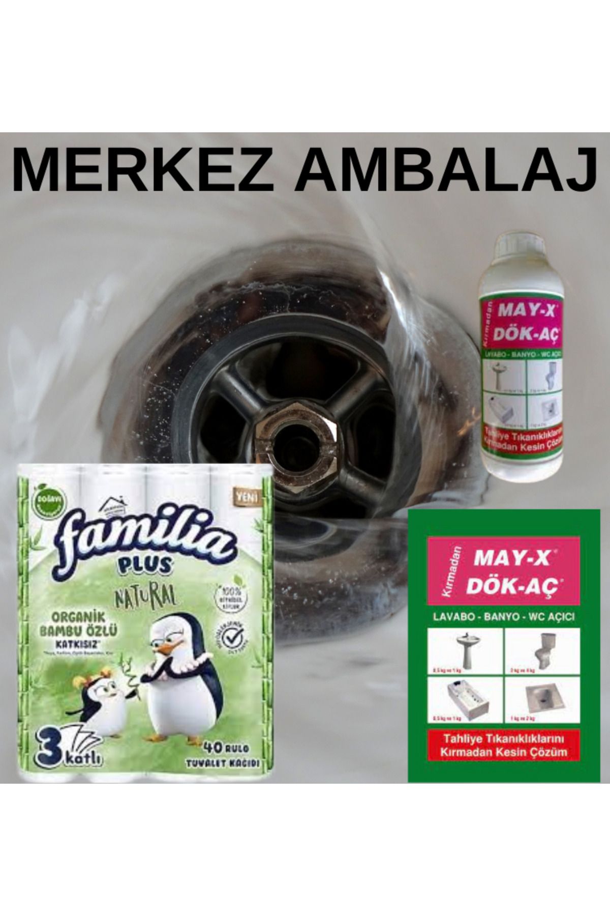Familia Plus Natural Tuvalet Kağıdı 40'lı + 1000 gr lavabo açıcı