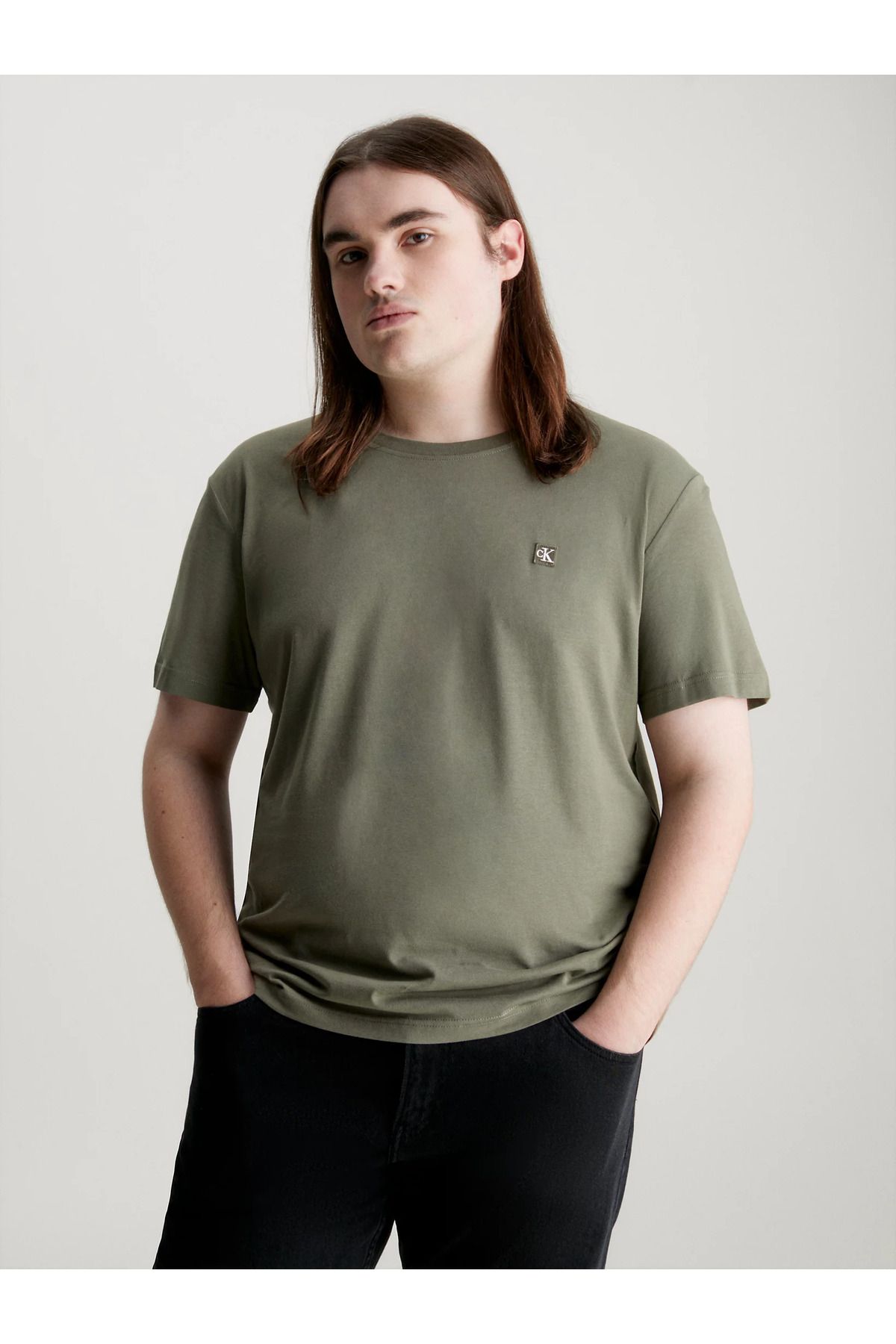 Calvin Klein Erkek %100 Pamuklu Logolu Kısa Kollu Yeşil T-Shirt J30J325268-LDY