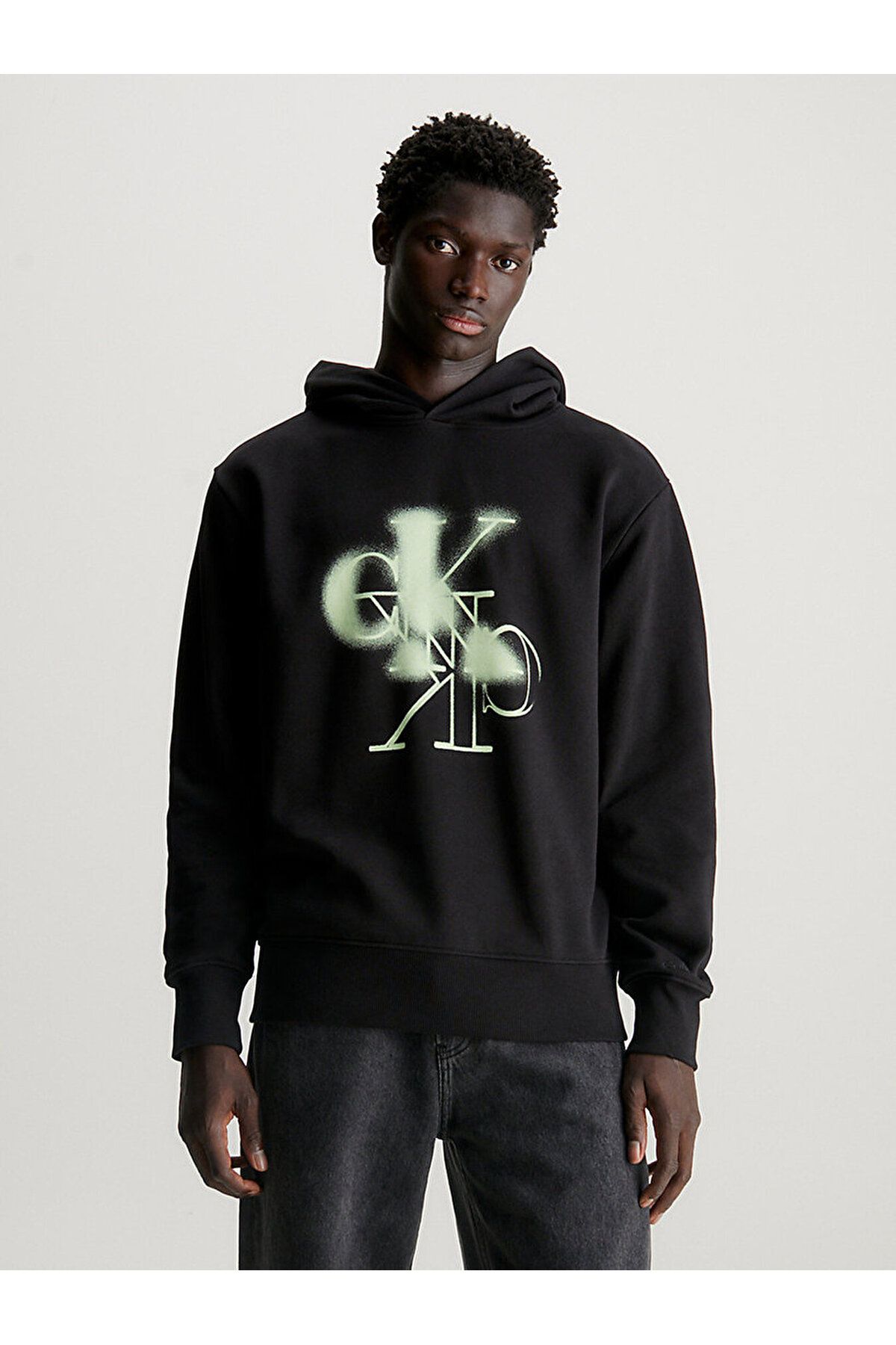 Calvin Klein Erkek Marka Logolu Pamuklu Normal Kalıp Günlük Siyah Sweatshirt J30J324630-BEH