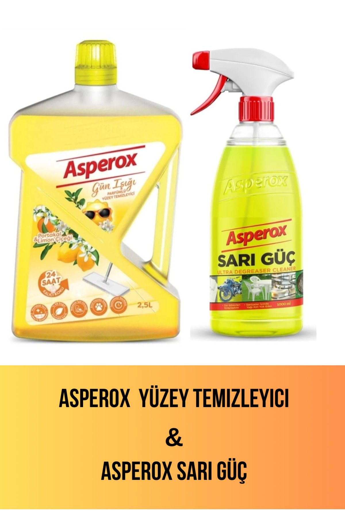 ASPEROX Gün Işığı Yüzey Temizleyici 2.5 L & Asperox Sarı Güç 1000 ml