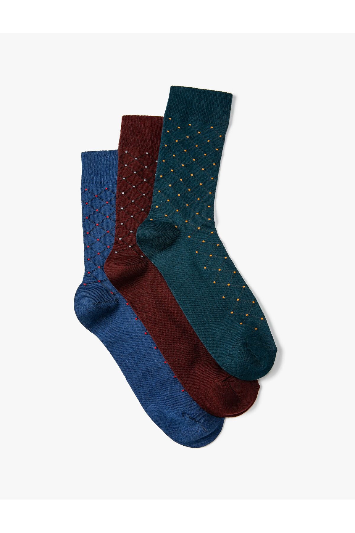 Koton 3'lü Soket Çorap Seti Geometrik Desenli Çok Renkli