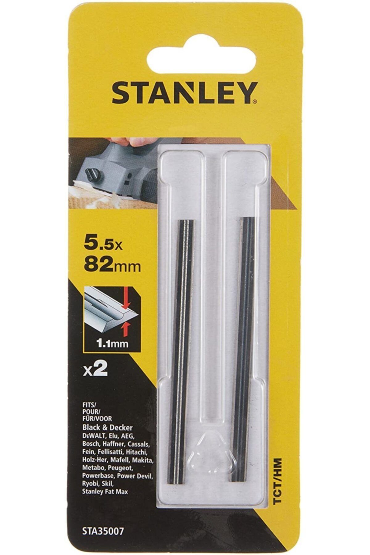 Stanley Sta35007 Planya Bıçak, Metalik, 2 Adet, 5.5 X 82 X 1.1 Mm  5.5x82x1.1mm