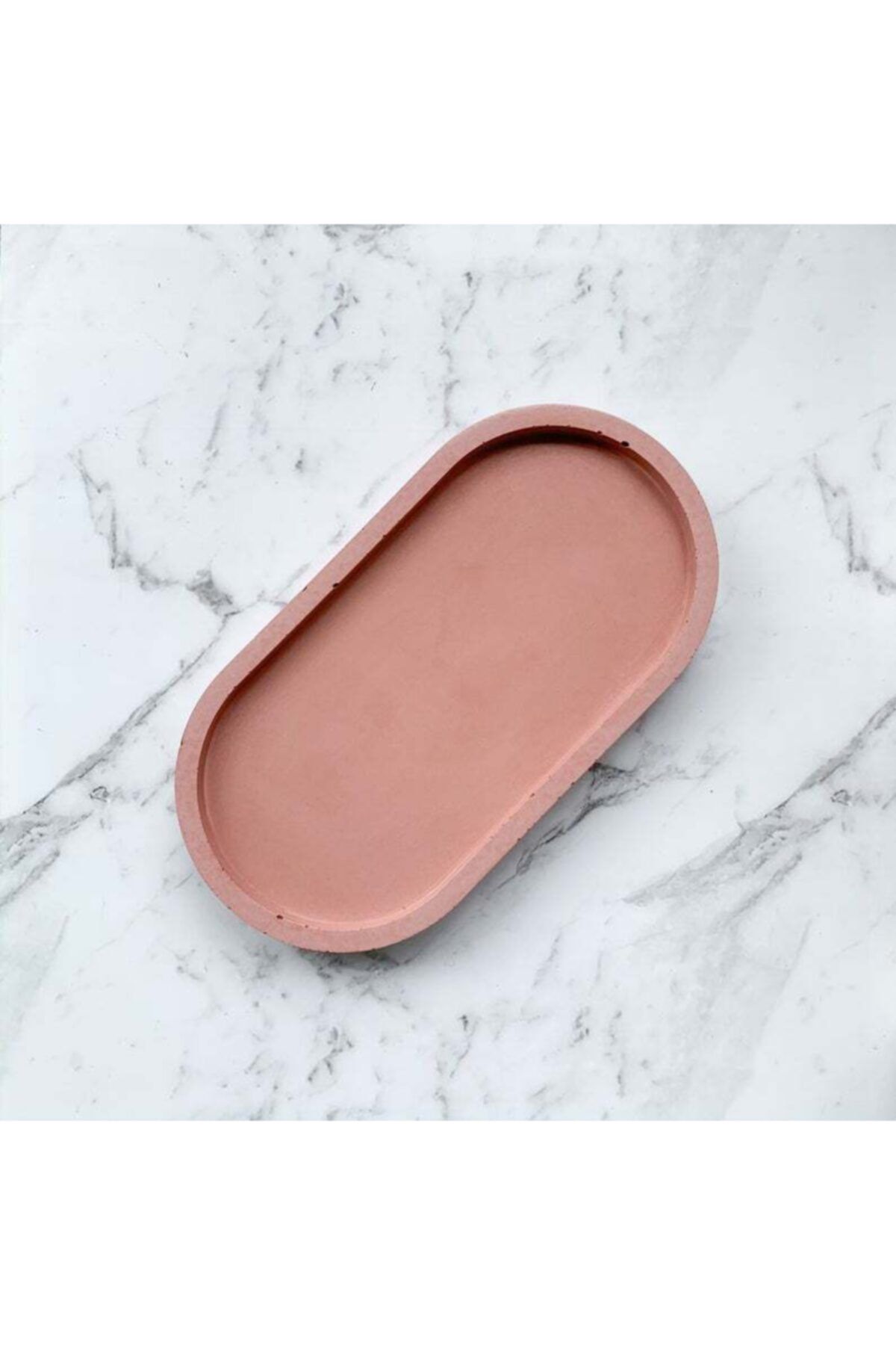 Orange Atelier Dekoratif Oval Beton Biblo Tabak Beton Takı Tabağı Mum Tabağı Organizer Mumluk Tütsülük