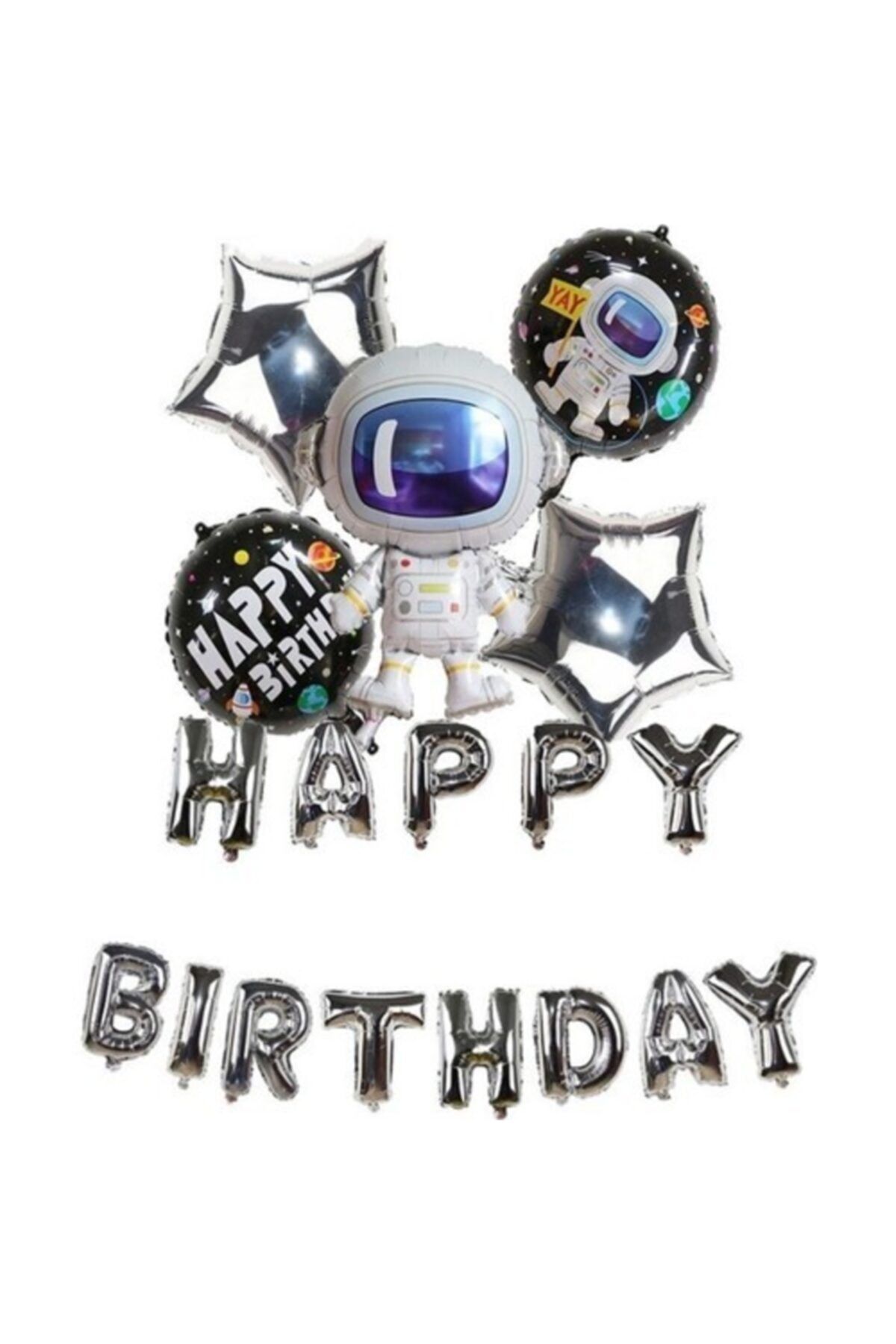 Parti Dolabı Uzay Temalı Happy Birthday Folyo Balon Seti