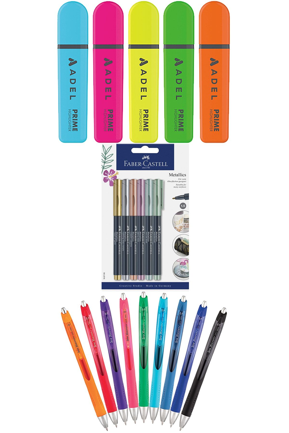 Adel Faber Castell Serve 20 Renk Fosforlu Kalem Seti + Inn Boyanabilir Kalemlik