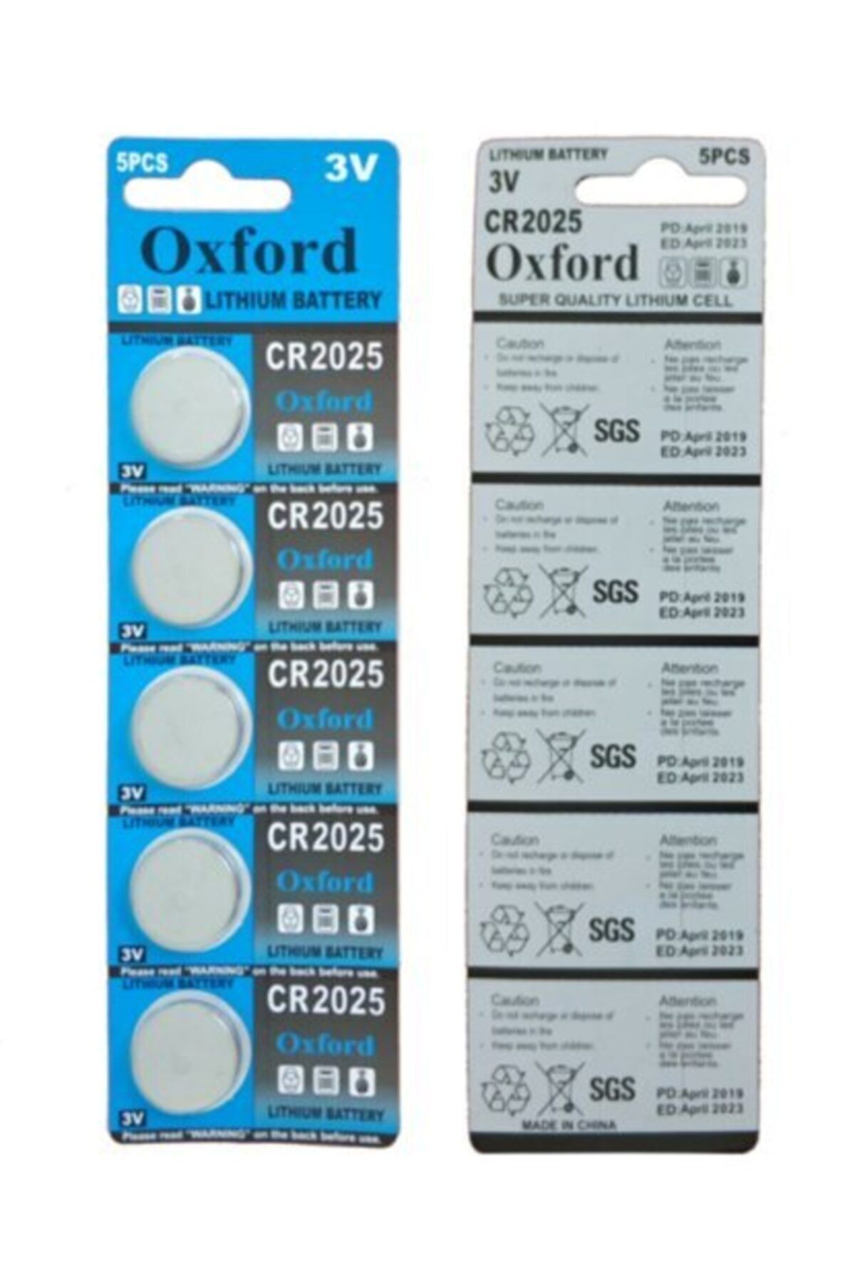 Oxford Cr2025 3v Lithium Şeker Aleti Baskül Ve Araç Kumanda Pili 5 Li Paket