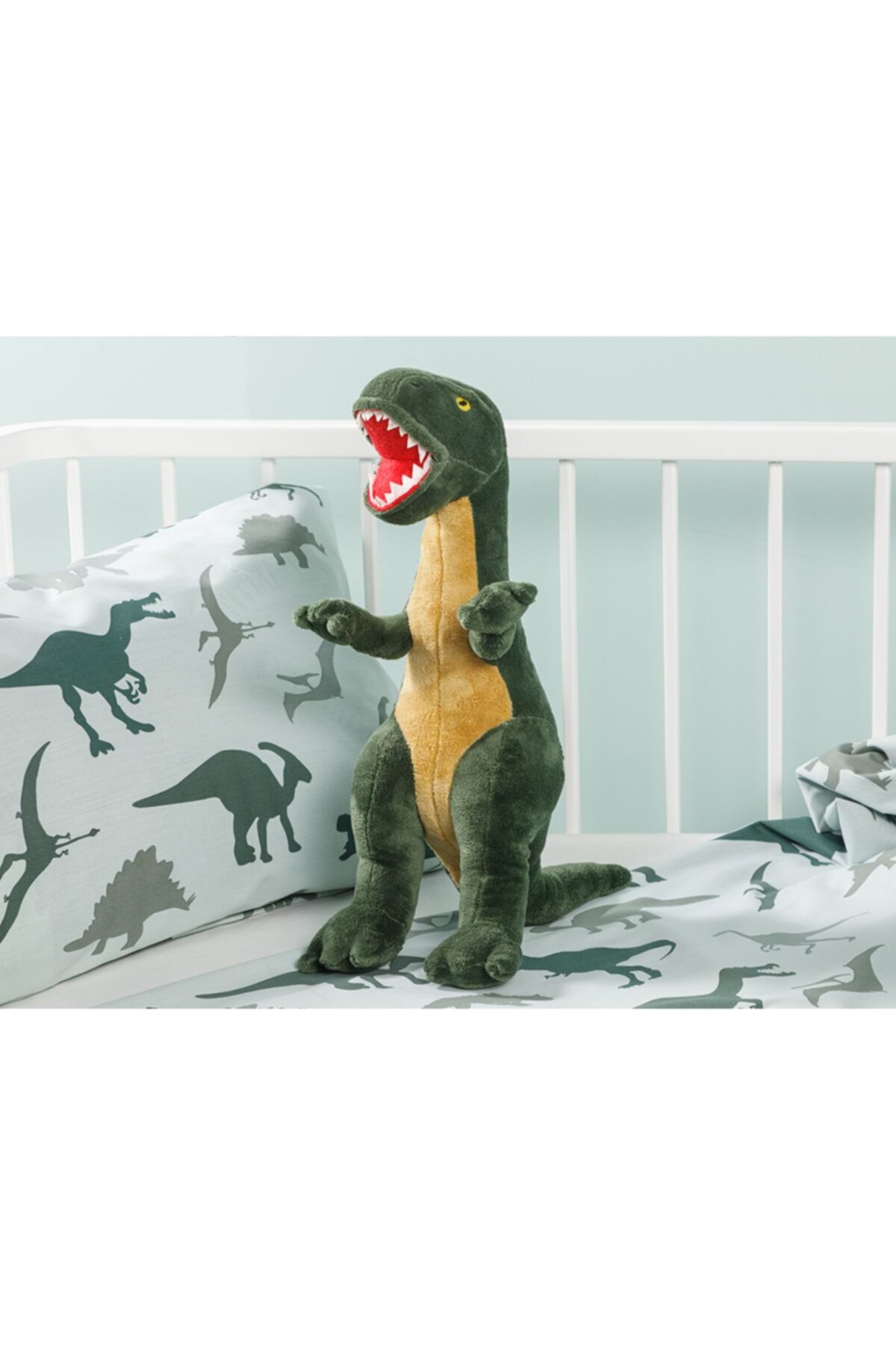 SHIVA Gift&More Dinasours Dinozor T-rex Dekoratif Dinazor Yastık Oyun Uyku Arkadaşı 45x16 Yeşil