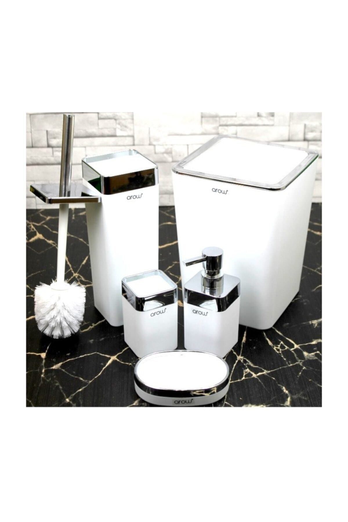 Arow - Dubai Beyaz Arow Akrilik Banyo Seti Banyo Takımı 5 Parça