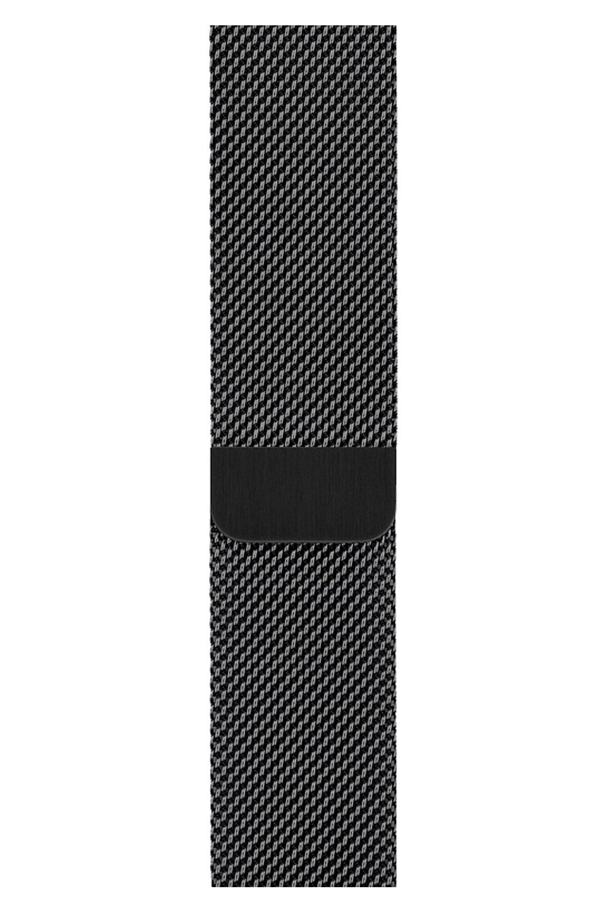 Qfit Apple Watch Uyumlu Çelik Kordon Milano Loop Siyah 42/44 mm