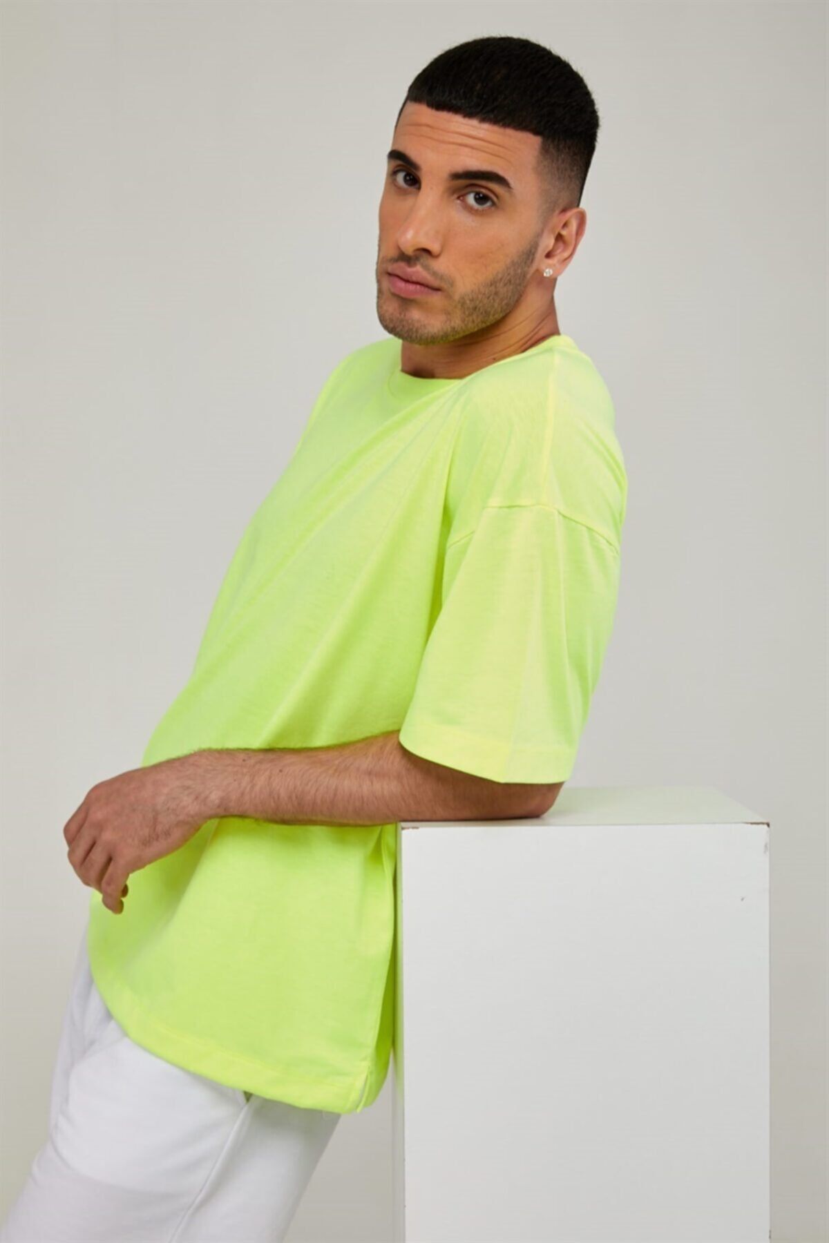 Seamoda Erkek Neon Sarı Oversize Tshirt