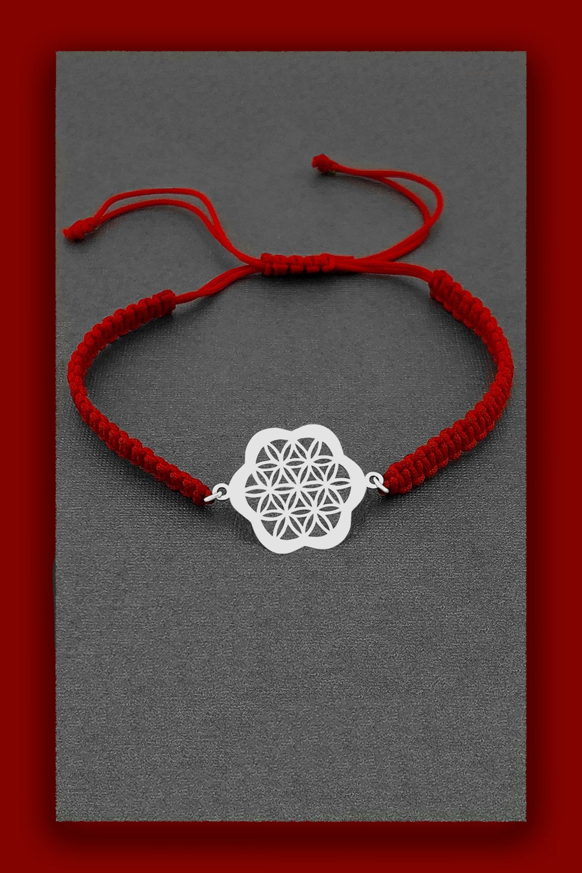 jewelry by roxx 925 Ayar Yaşam Çiçeği Model Gümüş Makrome Bileklik