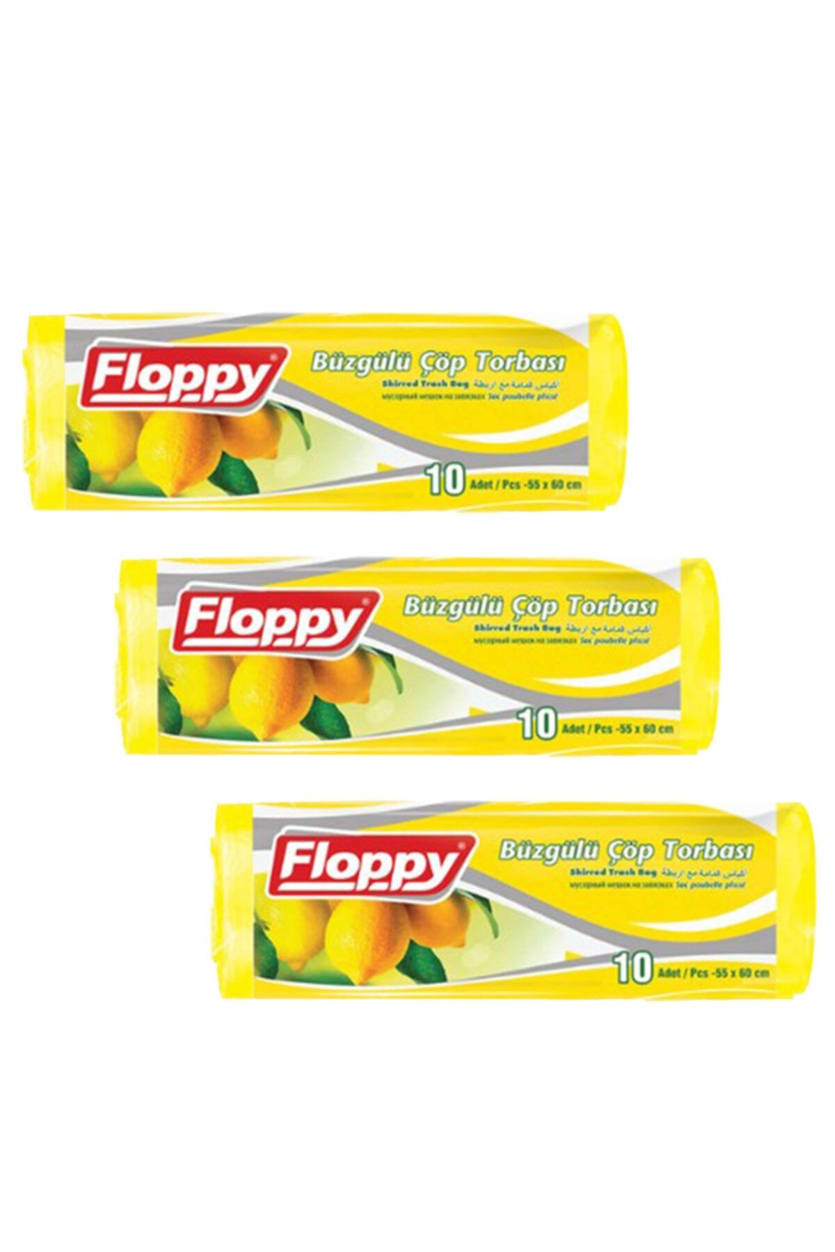 Pastel Floppy Çöp Torbası Büzgülü Limon Kokulu Orta Boy 10'lu (55*60cm) (3paket)