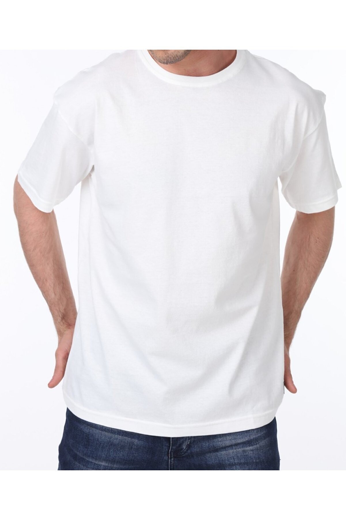 GENIUS STORE Erkek Beyaz Oversize Bol Kesim Spor Tshirt