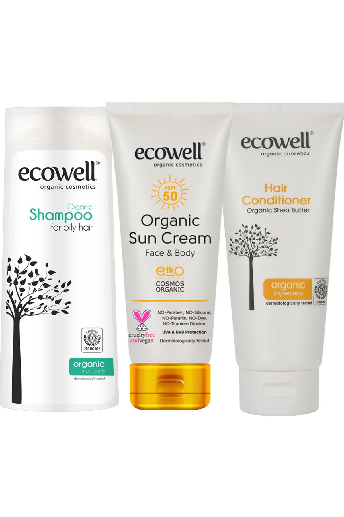 Ecowell Organik Tatil Paketi (şampuan + Güneş Kremi + Saç Bakım Kremi)