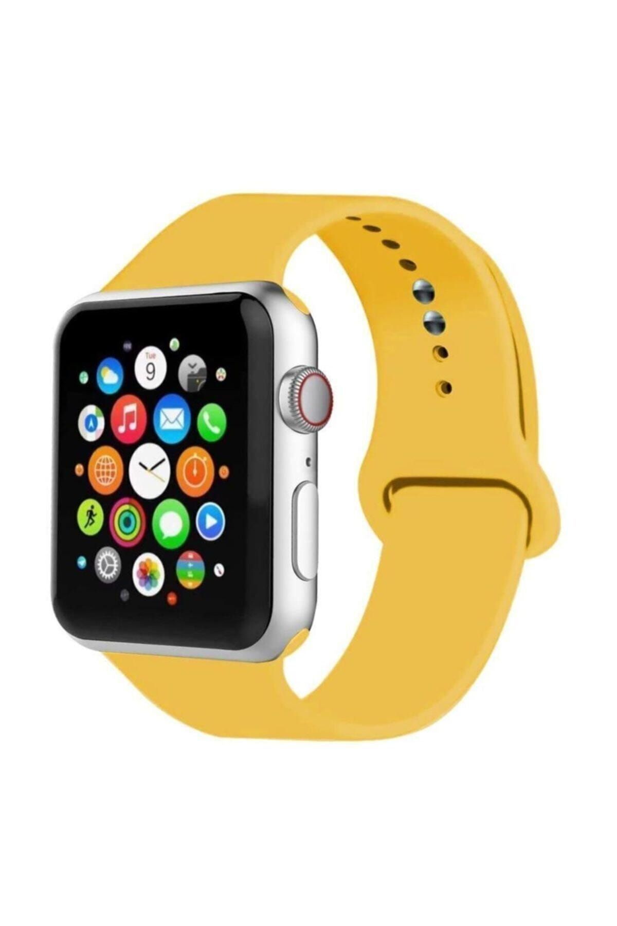 Fuchsia Apple Watch Uyumlu 38 - 40 mm S/M Ölçülerinde Sarı Spor Kordon