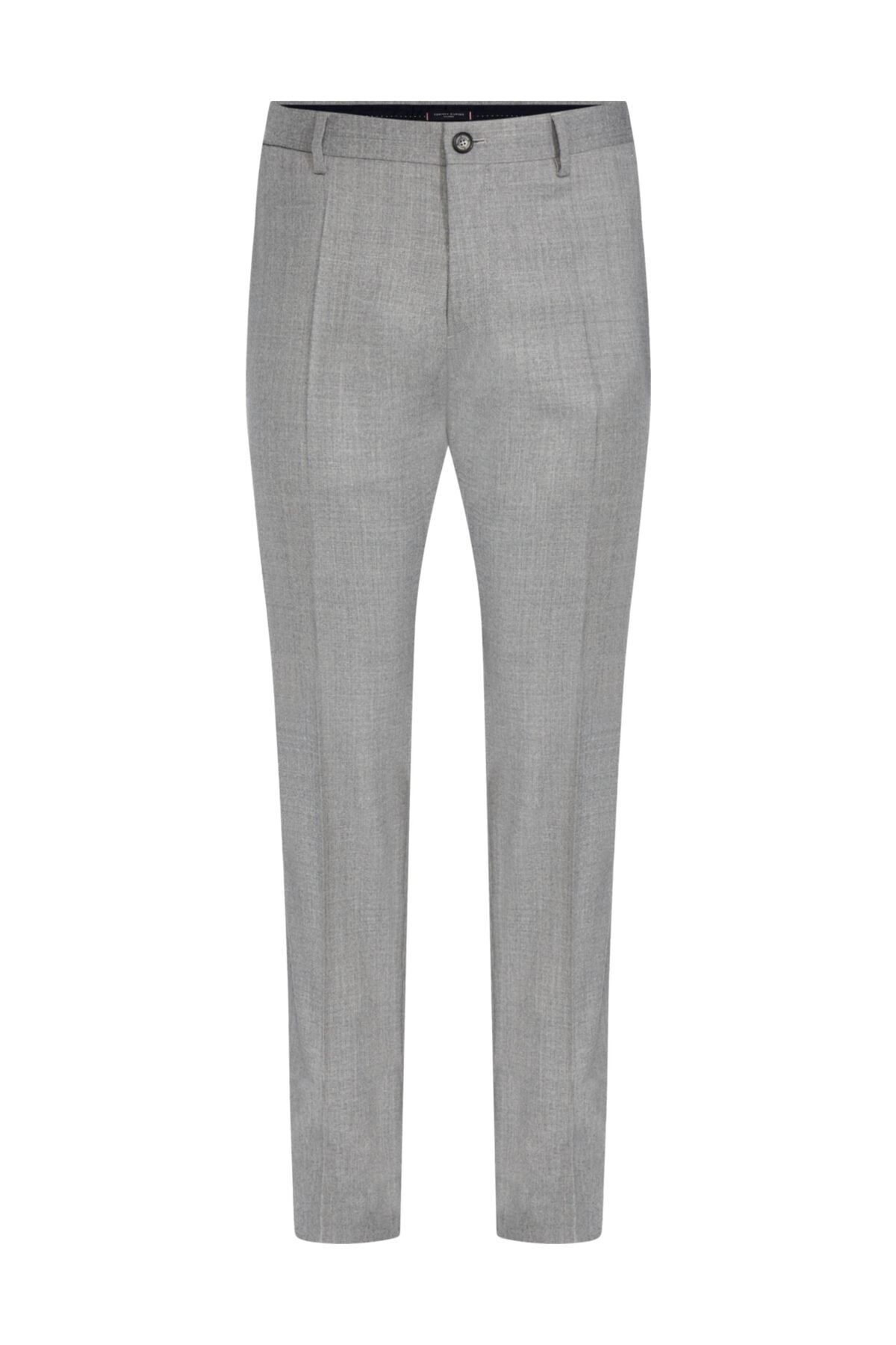 Tommy Hilfiger Erkek Gri Pantolon Wool Blend Solid Slim Fit Pants TT0TT06280