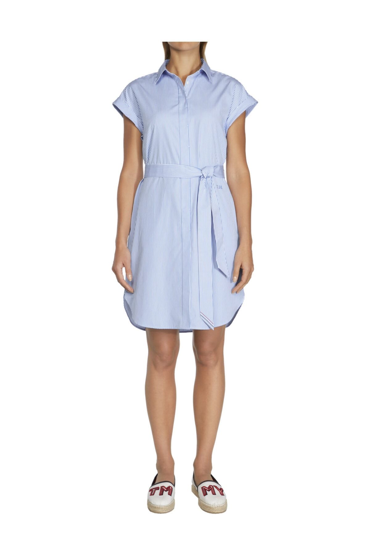 Tommy Hilfiger Kadın Mavi Elbise Th Essential Shirt Dress Ss WW0WW25620