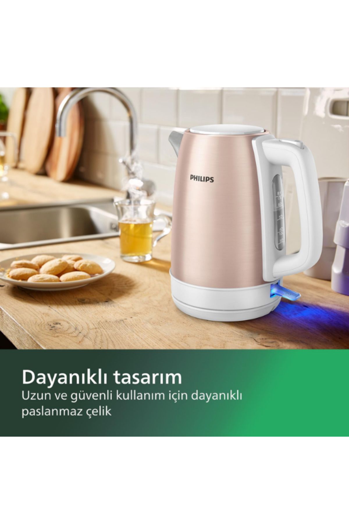 Philips 1,7 Litre Daily Collection Çelik Kettle Gizli Rezistanslı(Rose)