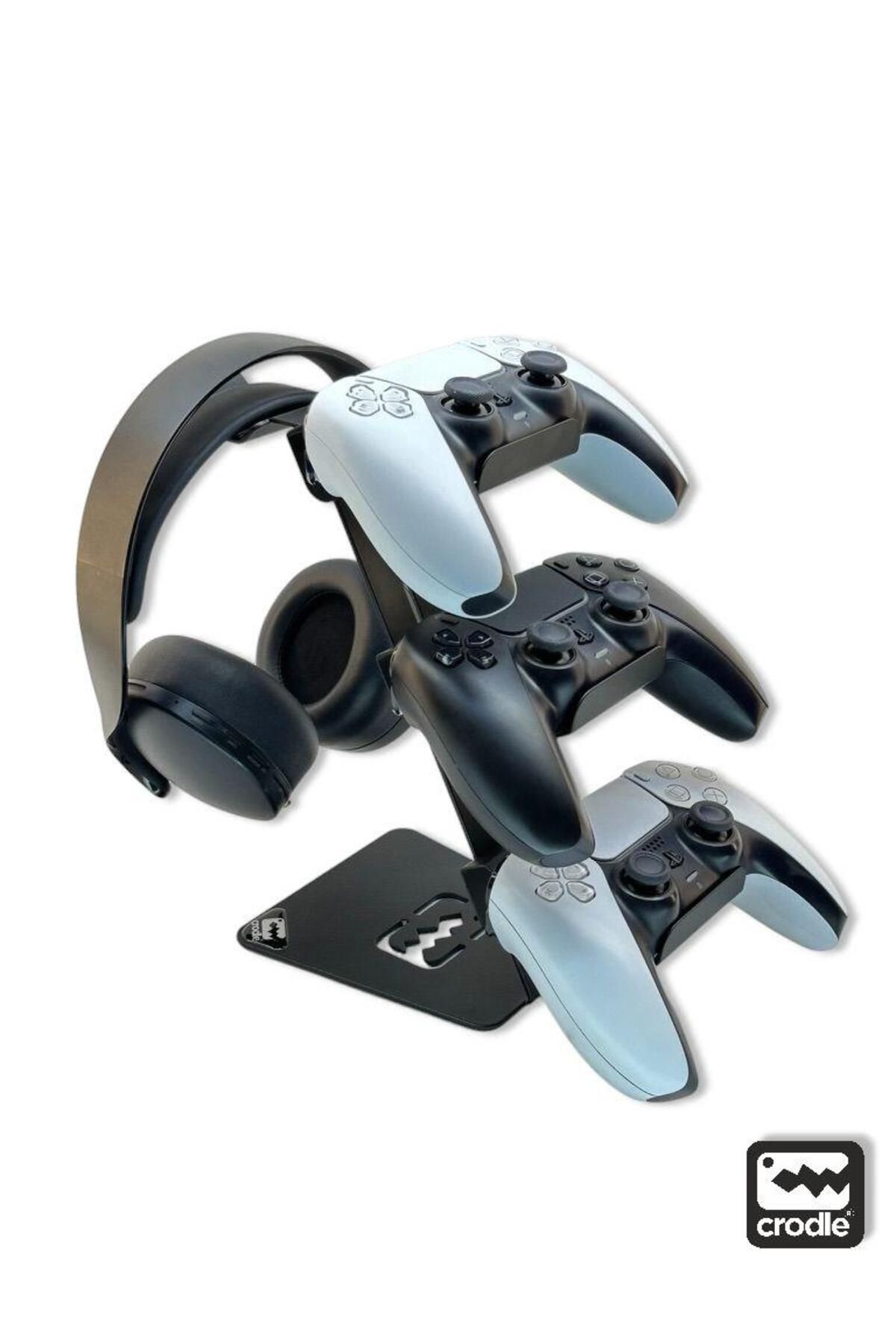 Crodle Çok Fonksiyonlu Metal Gaming Ps5 Ps4 Xbox Joystick Kontroller Tutucu Ve Kulaklık Dikey Standı