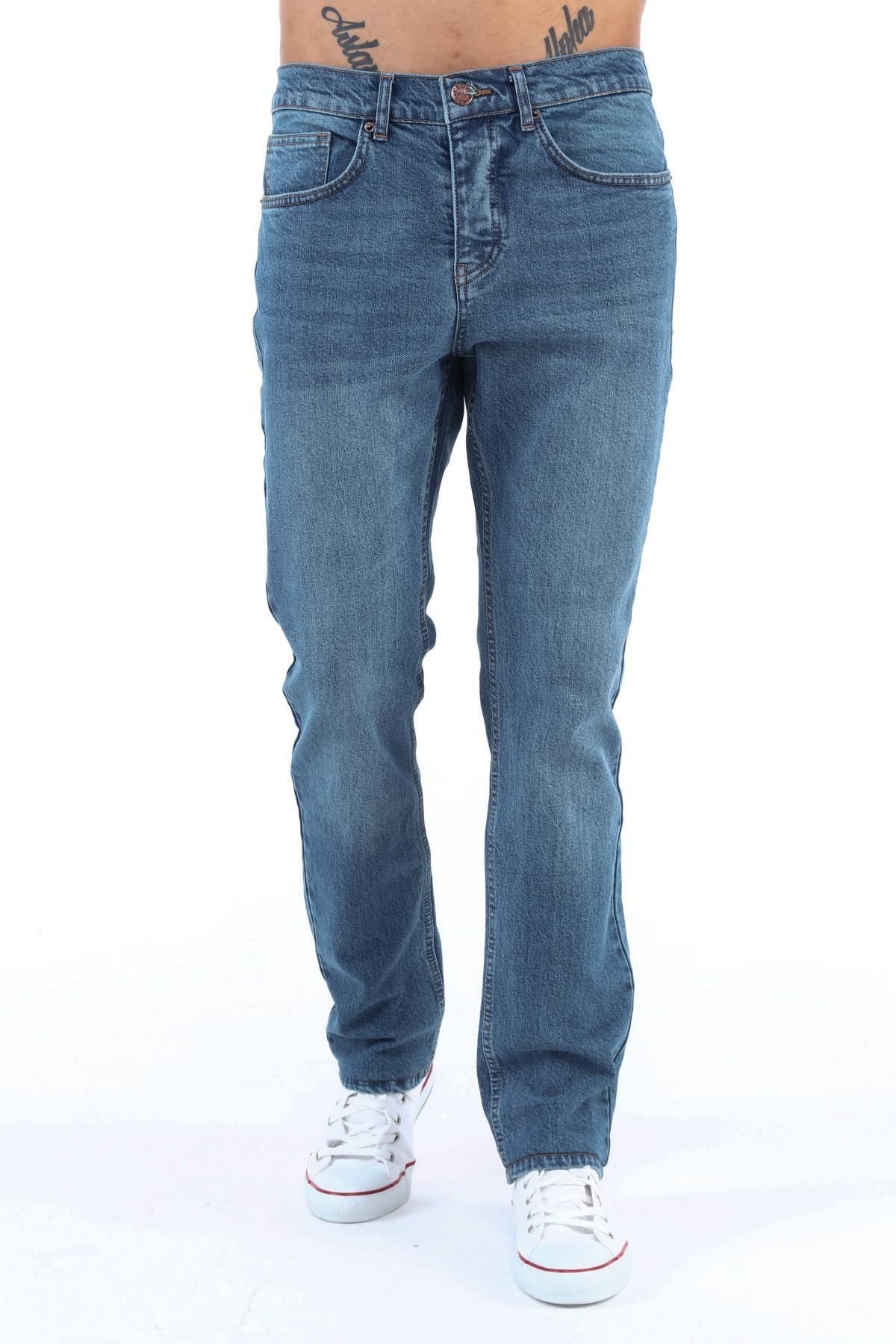 CEDY DENIM Erkek Açık Mavi Likralı Yüksek Bel Regular Fit Bol Kesim Premıum Martin Kot Pantolon Jean C336