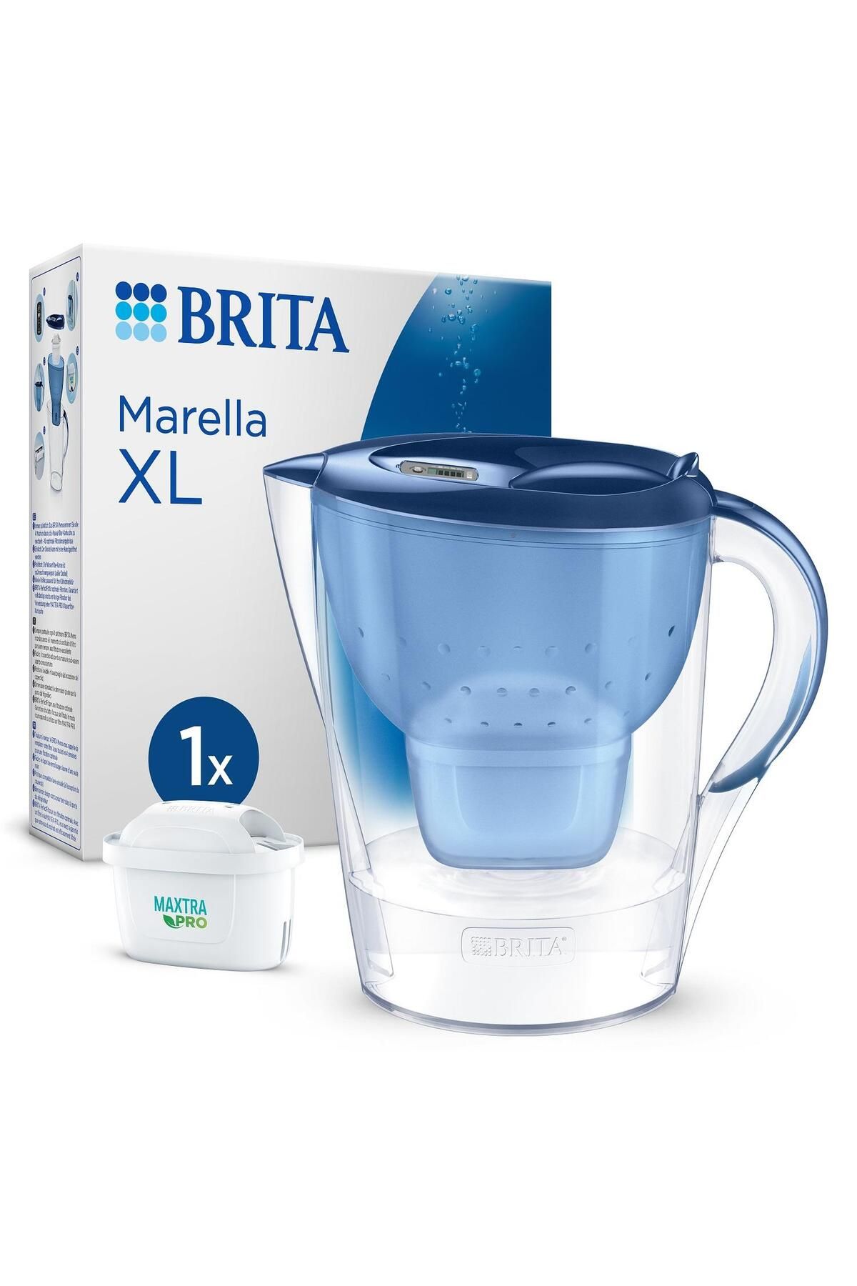 Brita Marella XL Maxtra Pro All-In-1 Filtreli Su Arıtma Sürahisi - Mavi, 3,5 lt