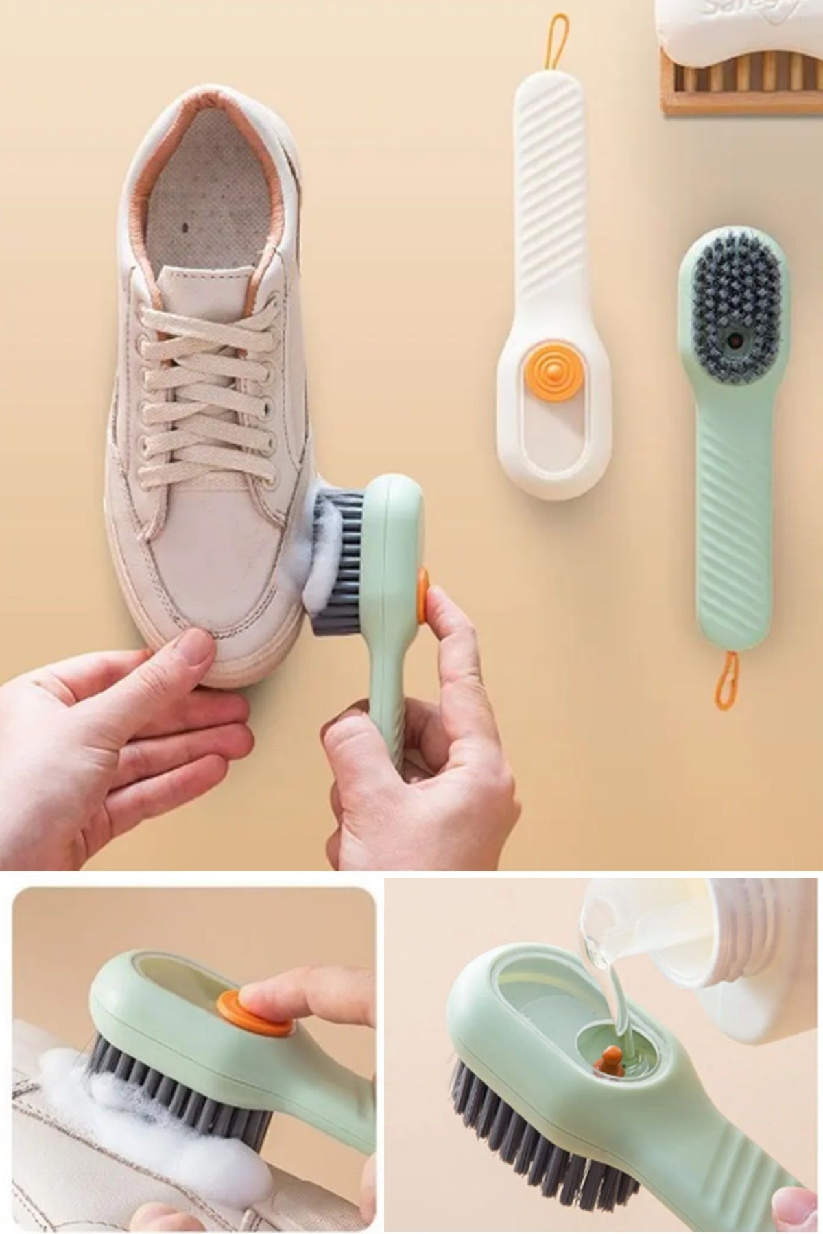 Kitchen Beauty Çok Amaçlı Deterjan Hazneli Pratik El Temizlik Fırçası | Ayakkabı Bot Temizleme Yıkama Fırçası