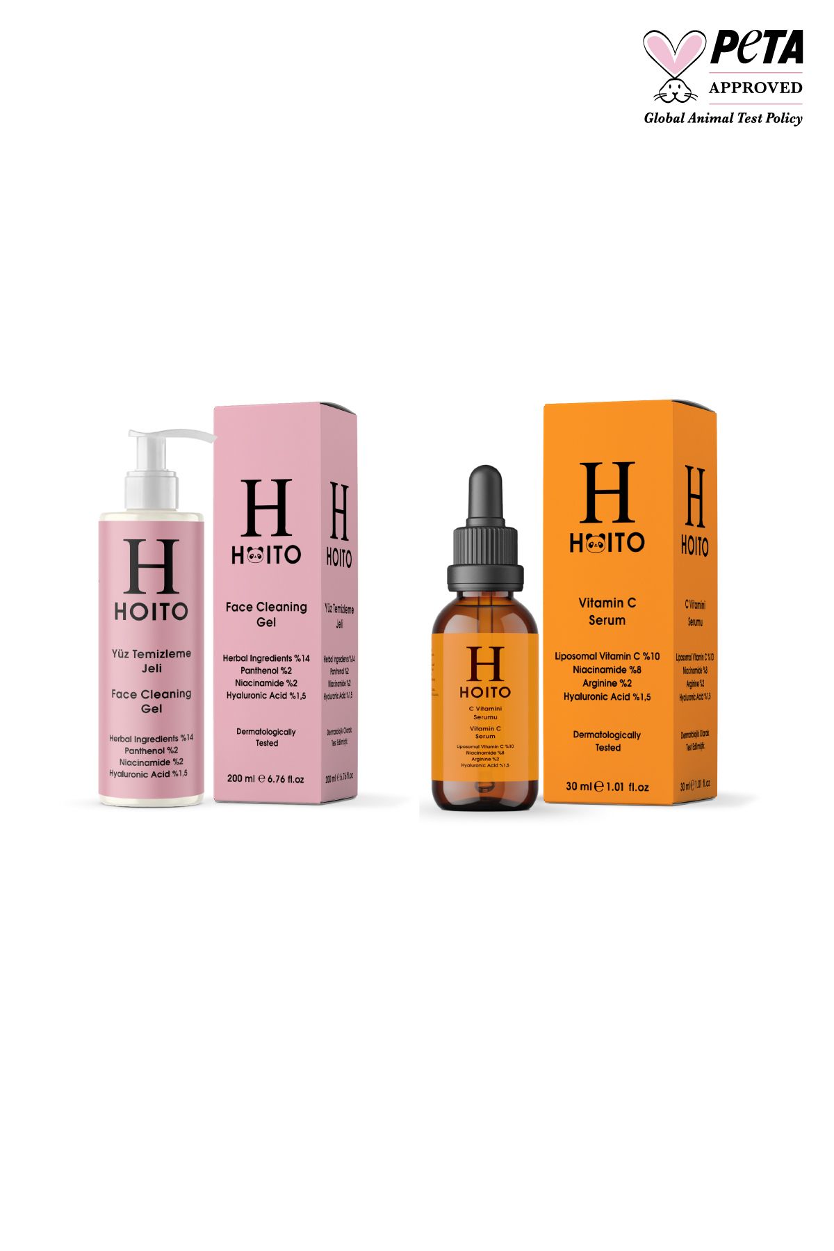 Hoito Yüz Temizleme Jeli 200ml & C Vitamini Serumu 30ml 2'li Set