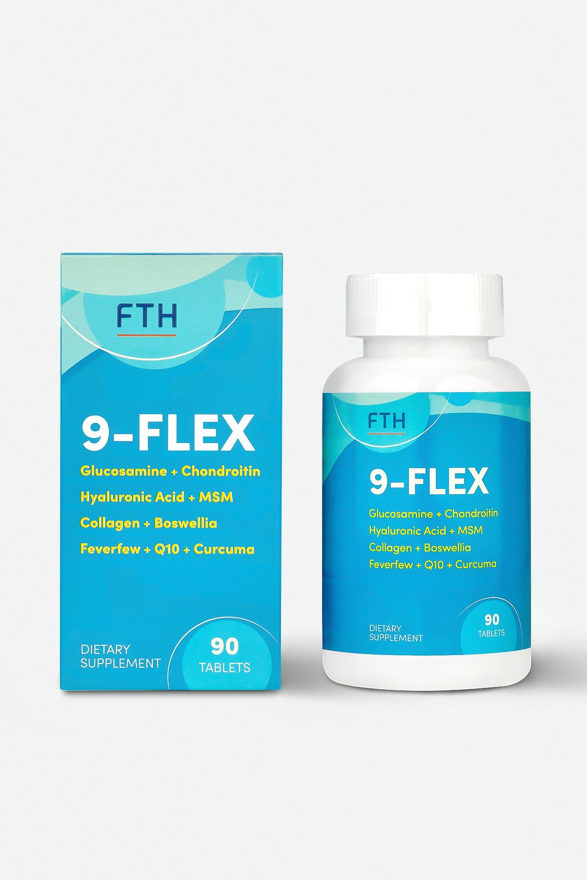 FTH 9-flex 90 Tablet | Glukozamin, Kondroitin, Akgünlük, Tip Iı Kolajen, Hyaluronik Asit 45 Günlük