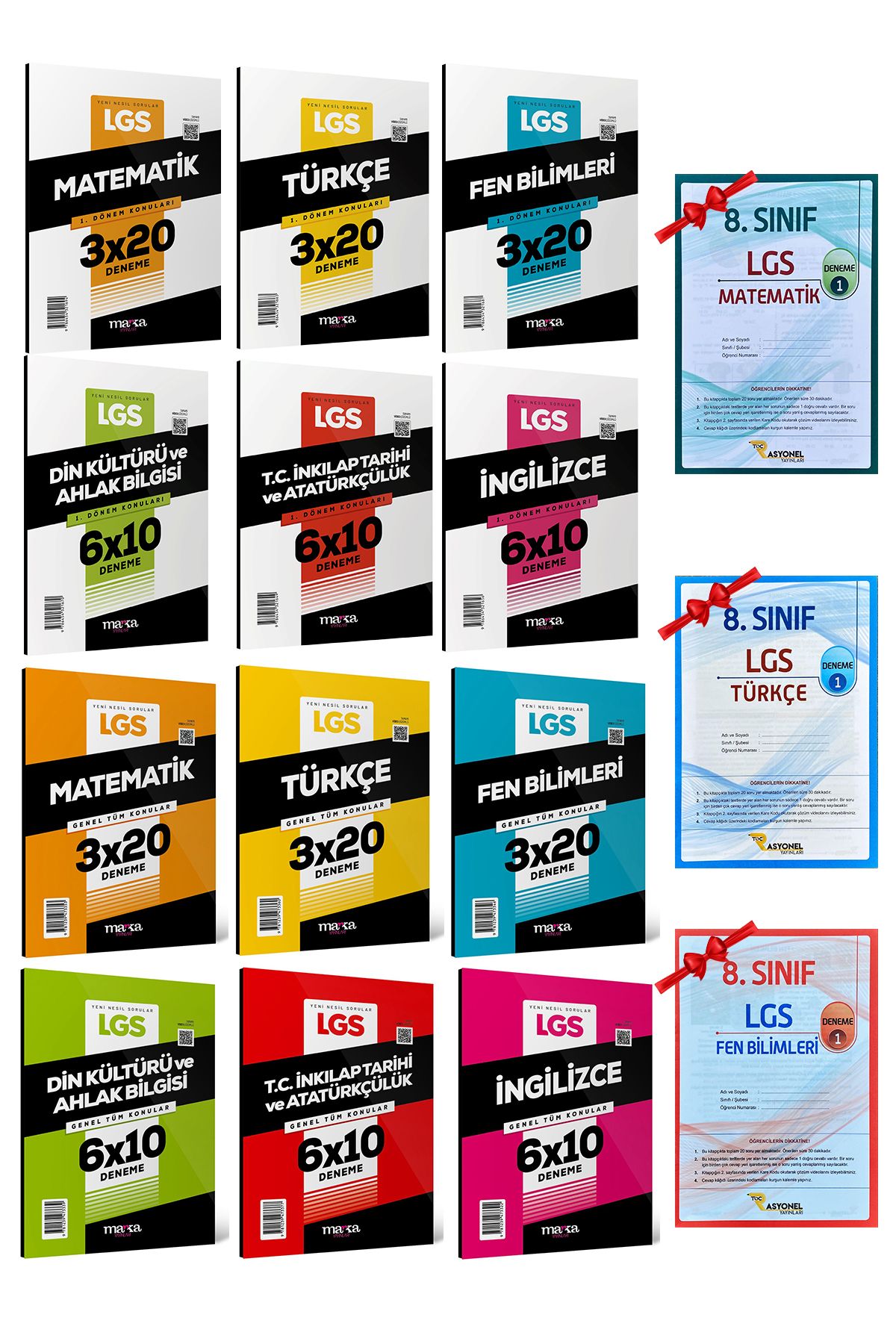 Marka Yayınları LGS 2024 8. Sınıf 1. ve 2. Dönem Tüm Dersler Branş Deneme Seti 12 Kitapçık +3 Fasikül Hediye
