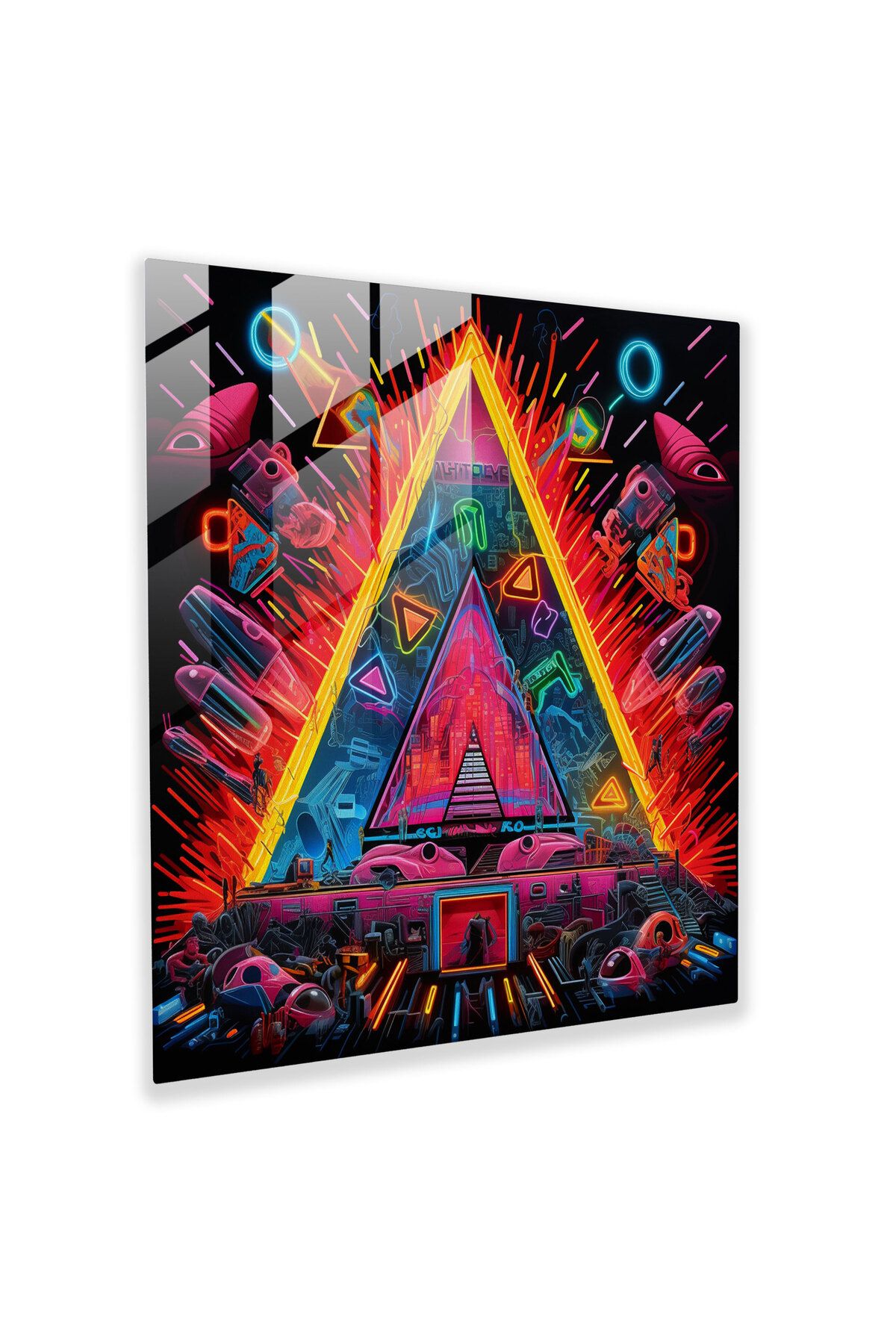 PaintedAnarchy Pink Floyd Cam Tablo - Neon Artwork - Pink Floyd, Pink Floyd, Cam Duvar Sanatı, Modern Sanat