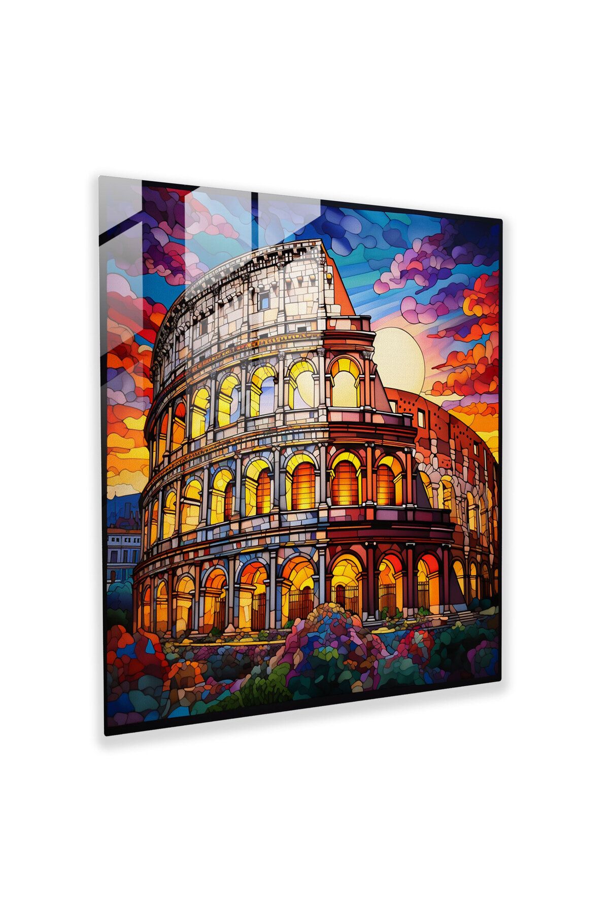 PaintedAnarchy Roman Colosseum'un Vitray Baskı: Cam Duvar Sanatında Ortaçağ İhtiyatçısı