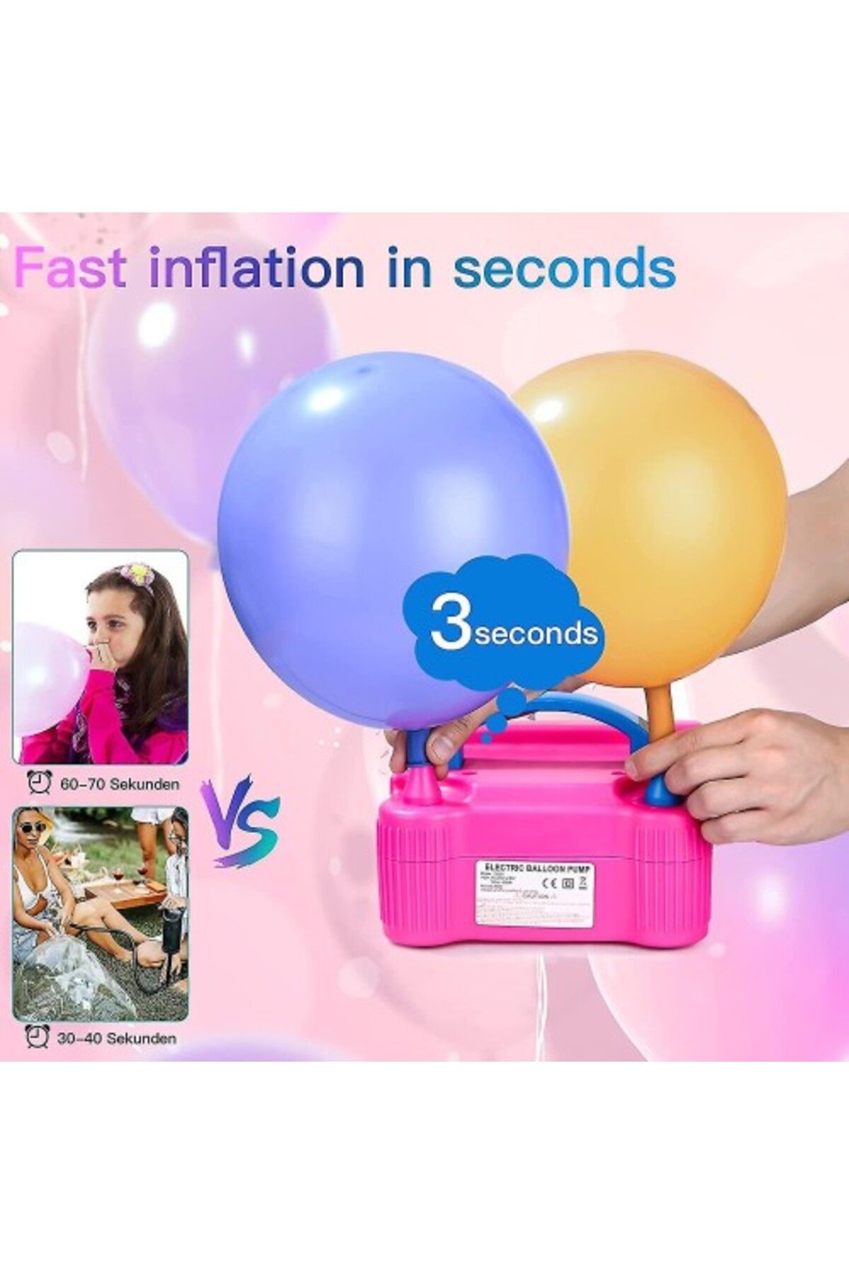 Runaway Hızlı Çift Çıkışlı Elektrikli Balon Şişirici Makinası Balon Şişirme Pompası Parti Balon Şişirme Maki