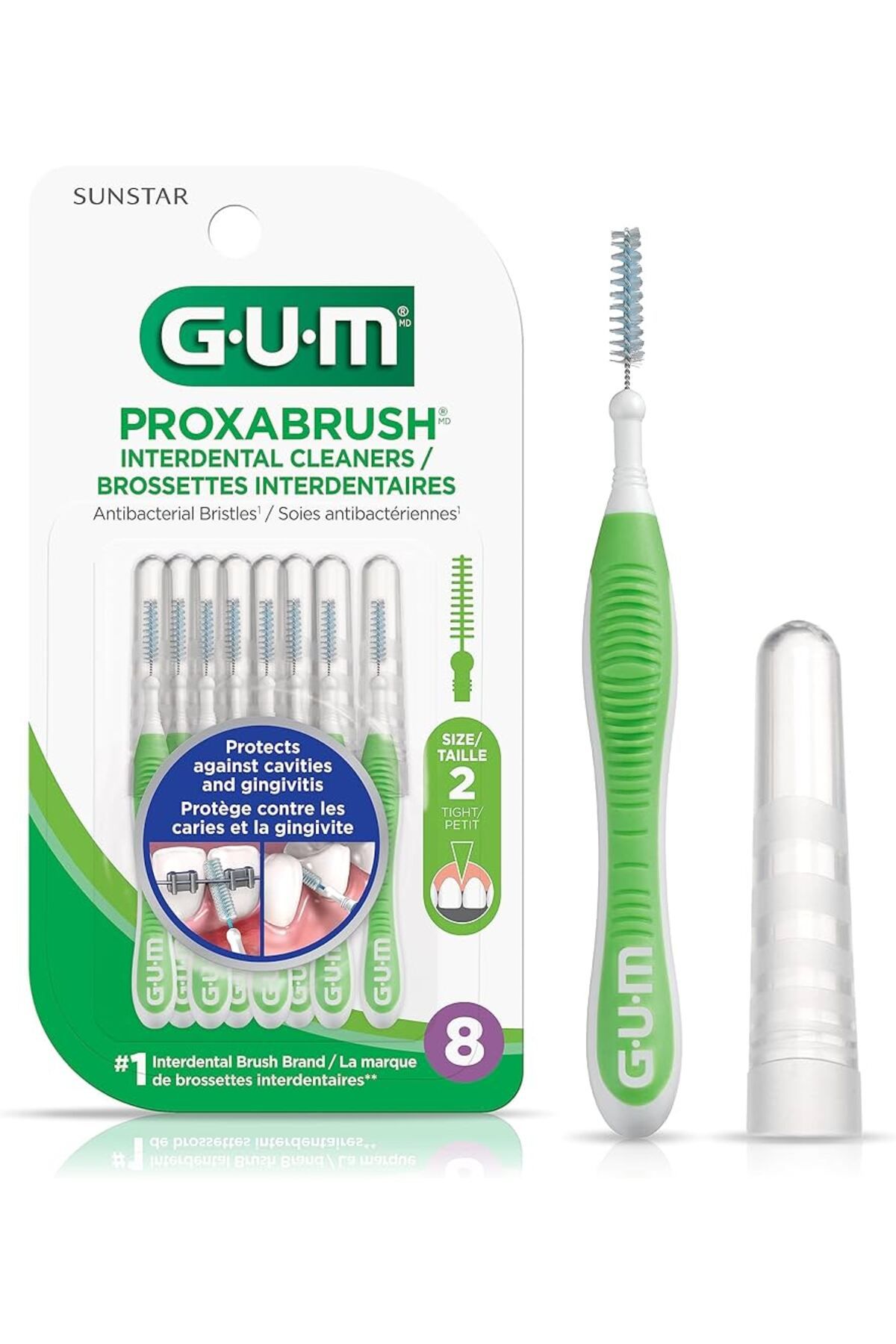 GUM Proxabrush Interdental Cleaners Brossettes Size Taılle 2 Tıght/petıt Ara Yüz Fırçası 8 Adet