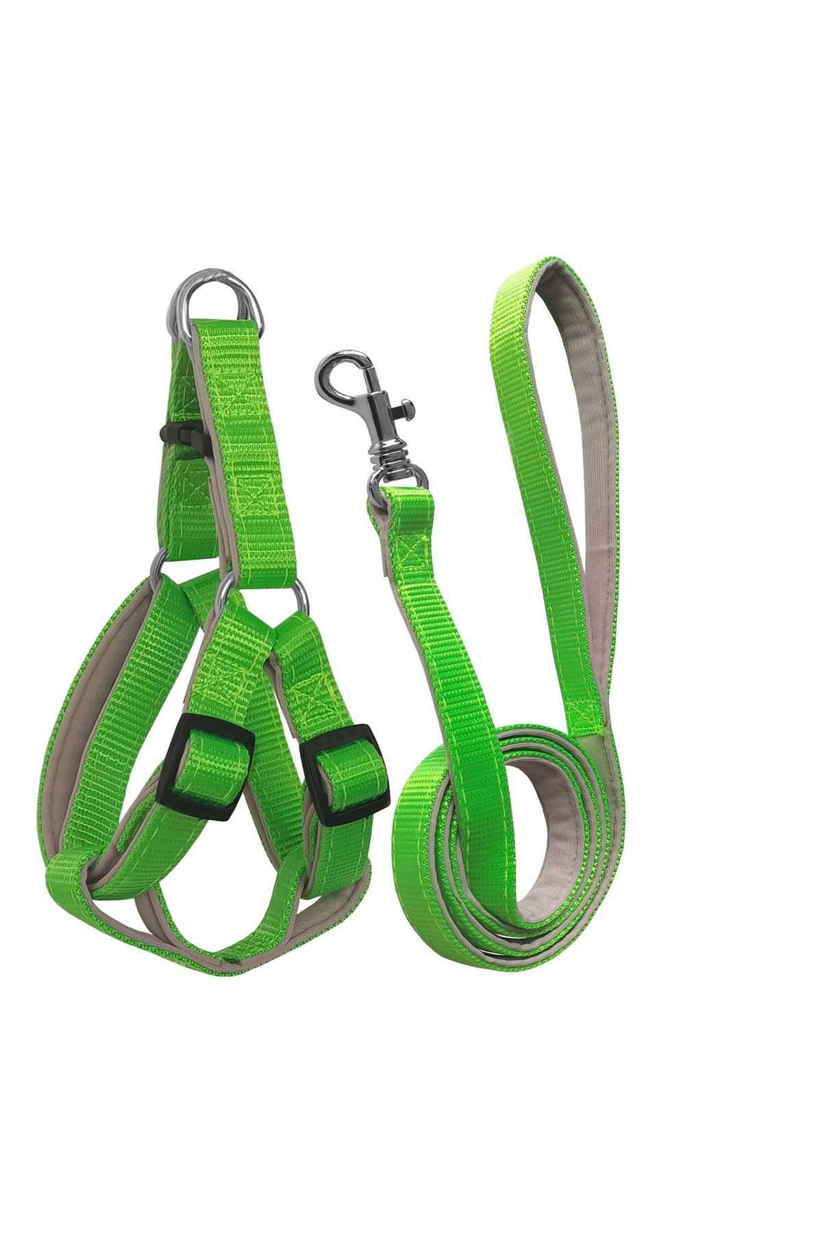 Markapet Gezdirme Kayışlı Dokuma Köpek Göğüs Tasma Seti 32*47-110 cm Neon Yeşil