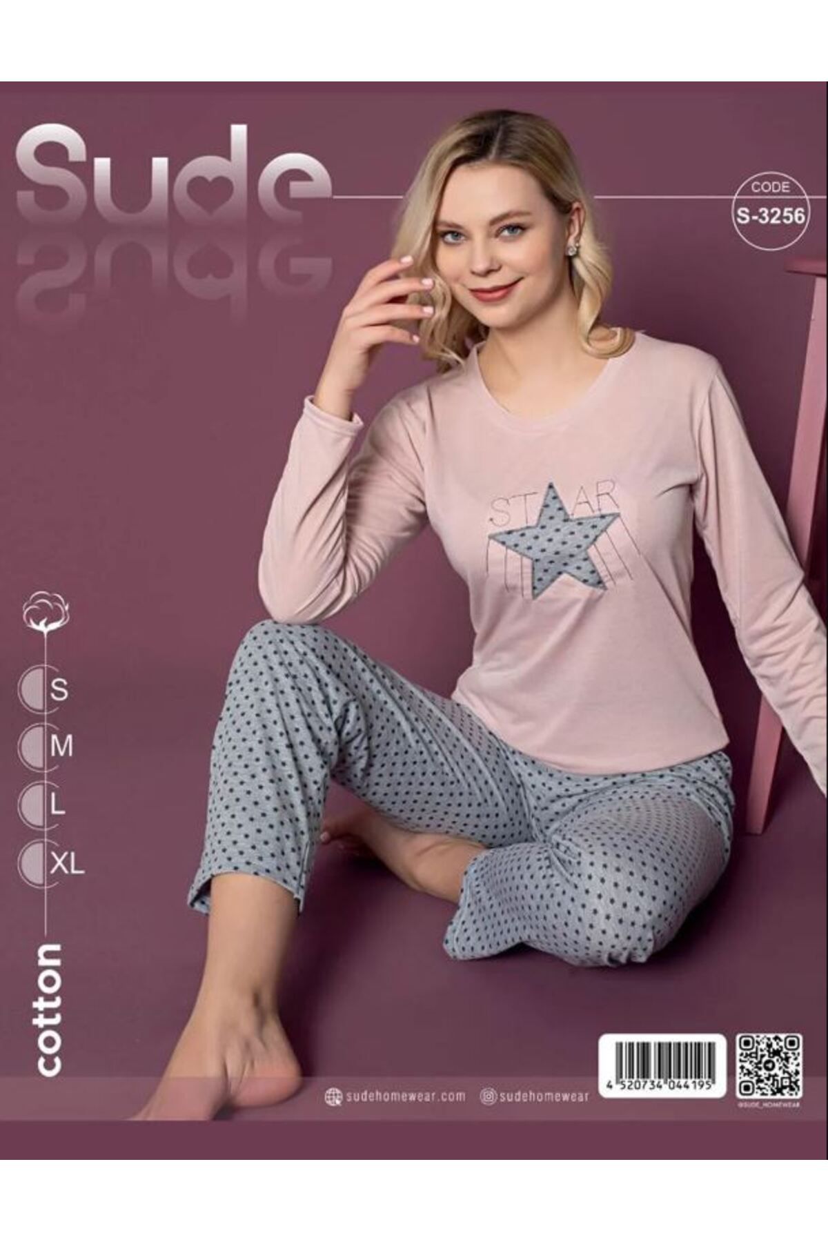 Sude S-3256 Star Penye Süprem Kadın Pijama Takımı